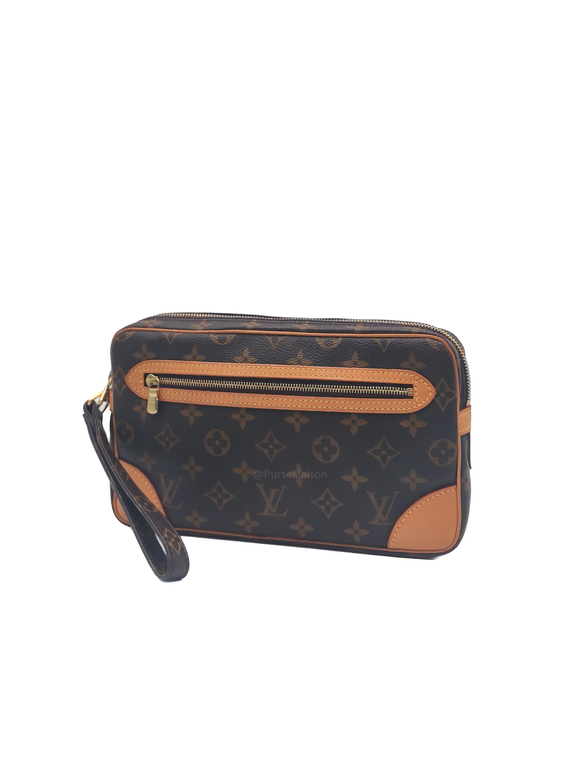 Louis Vuitton Marly Dragonne Clutch Bag in Monogram Canvas and Gold Hardware (Datecode: SL1003)