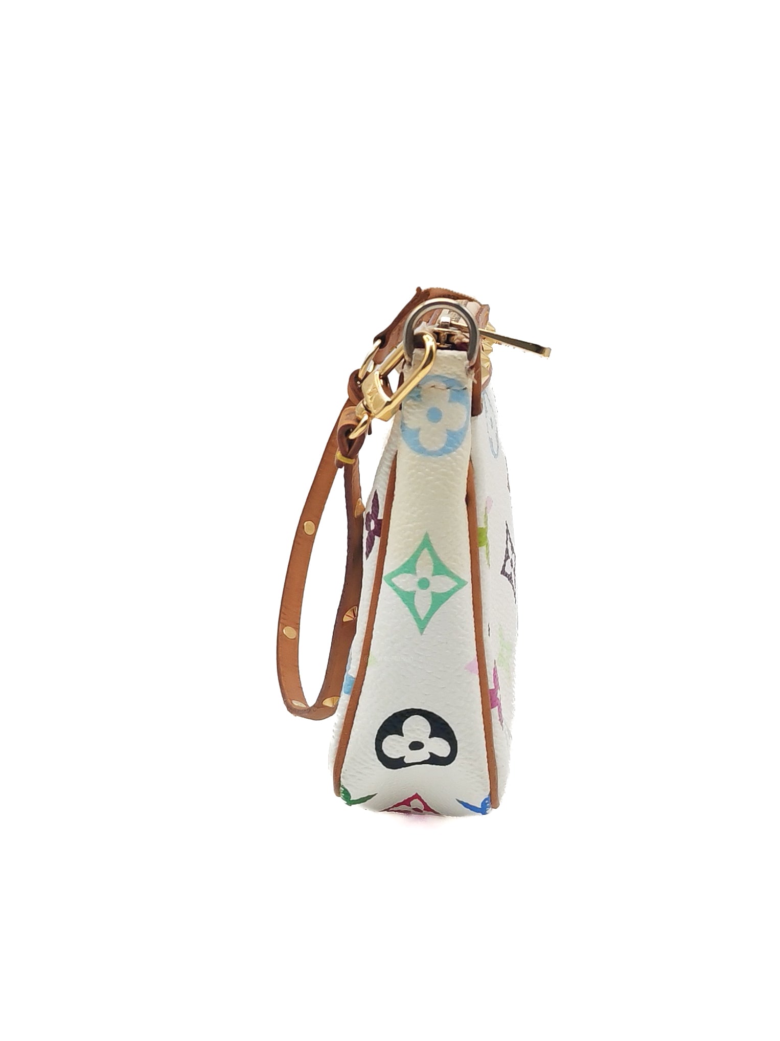 Louis Vuitton x Takashi Murakami Pochette Accessories in Vibrant Multicolored Monogram Canvas and Gold Hardware (Datecode: SL1003)