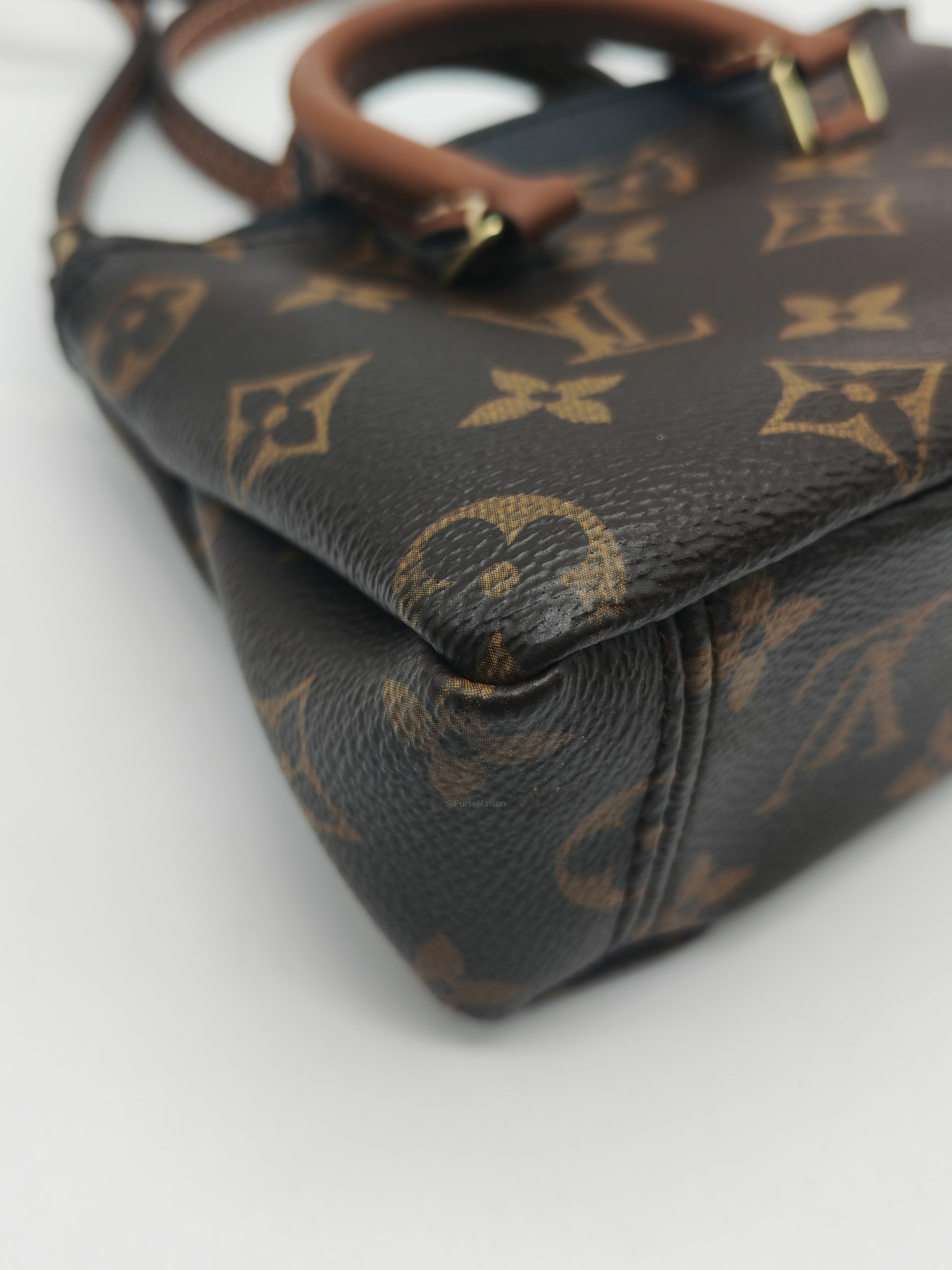 Louis Vuitton Nano Pallas Two Way Hand Bag in Monogram Canvas and Gold Hardware (Datecode: SN5115)