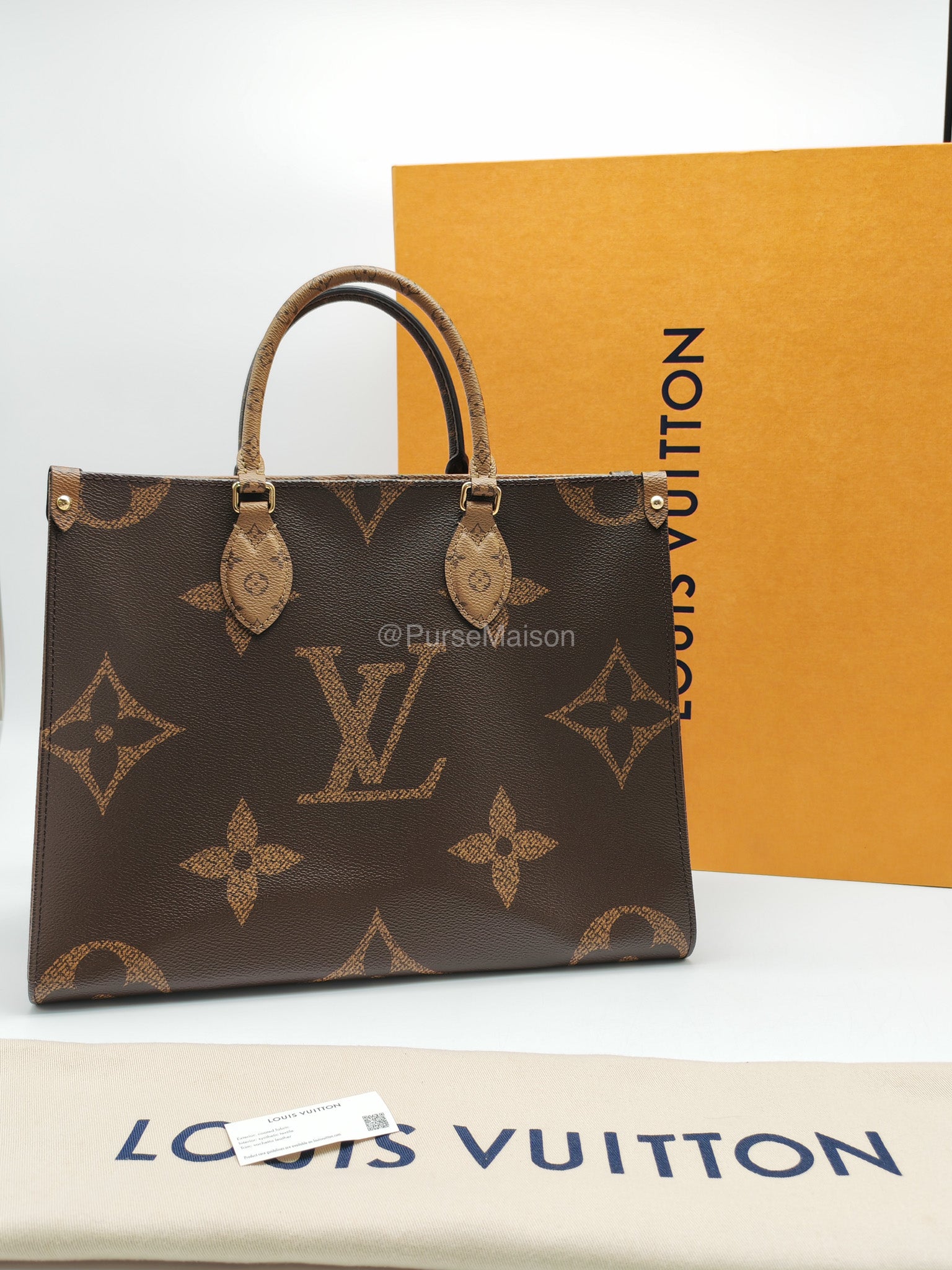 Louis Vuitton OntheGo GM Tote Bag in Reverse Monogram Canvas (Date Code: FL0250)