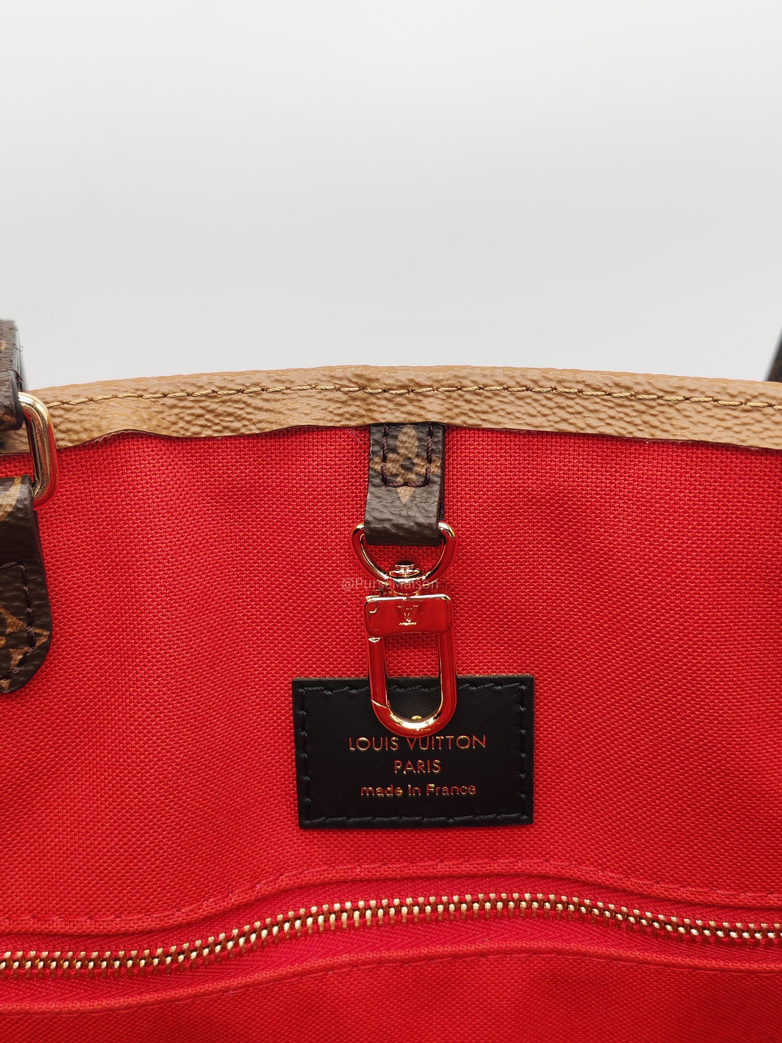 Louis Vuitton OntheGO (OTG) GM in Reverse Monogram Canvas and Gold Hardware (Datecode: TJ4169)