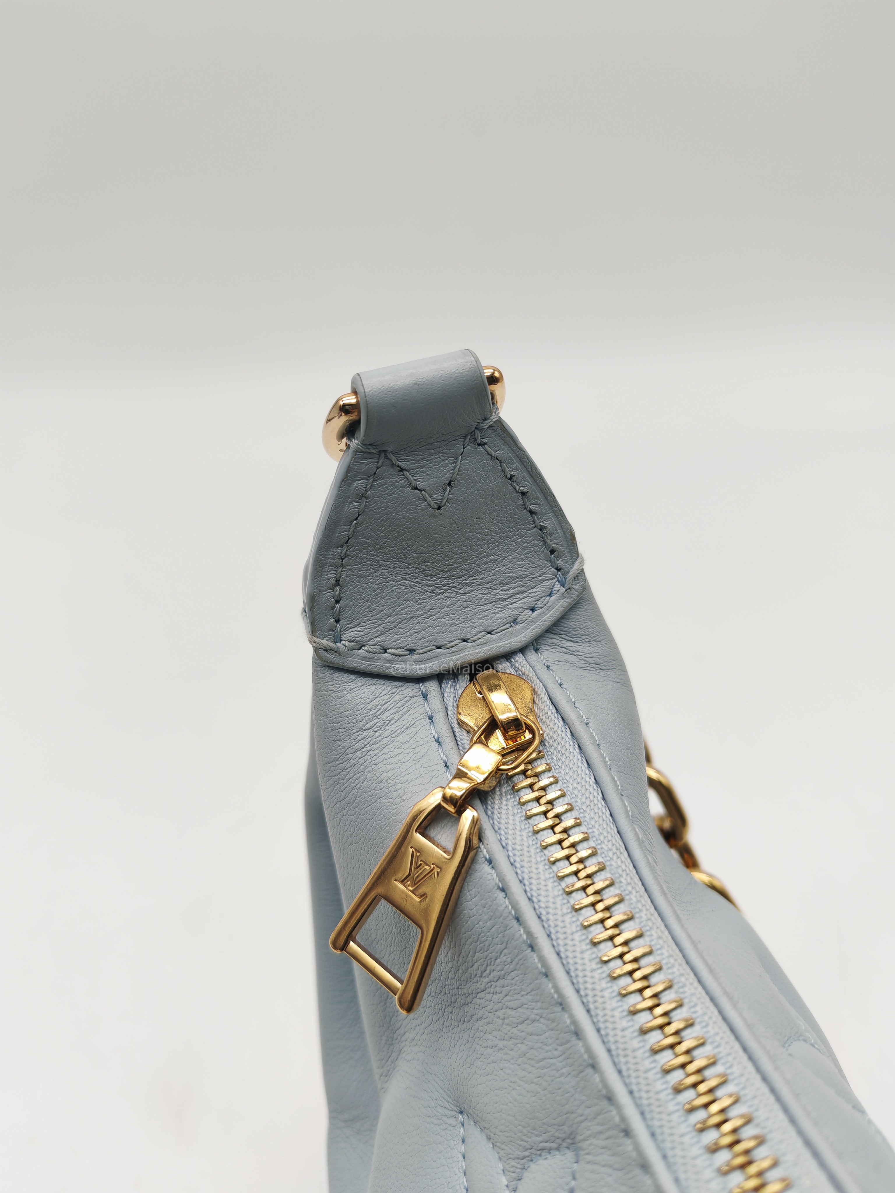 Louis Vuitton Bubblegram Over The Moon Shoulder Bag in Glacier Blue Calfskin Leather and Gold Hardware Microchip