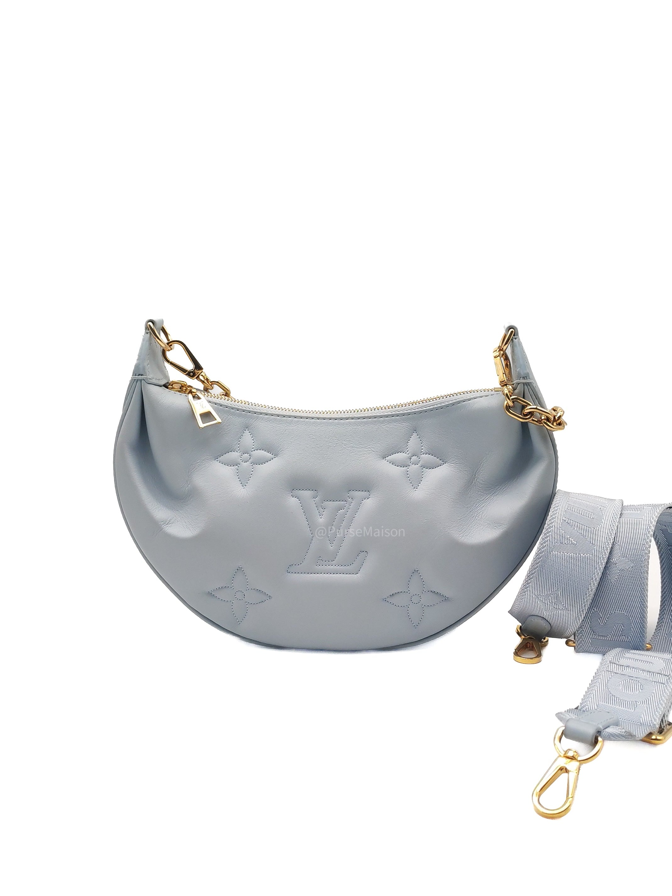 Louis Vuitton Bubblegram Over The Moon Shoulder Bag in Glacier Blue Calfskin Leather and Gold Hardware Microchip