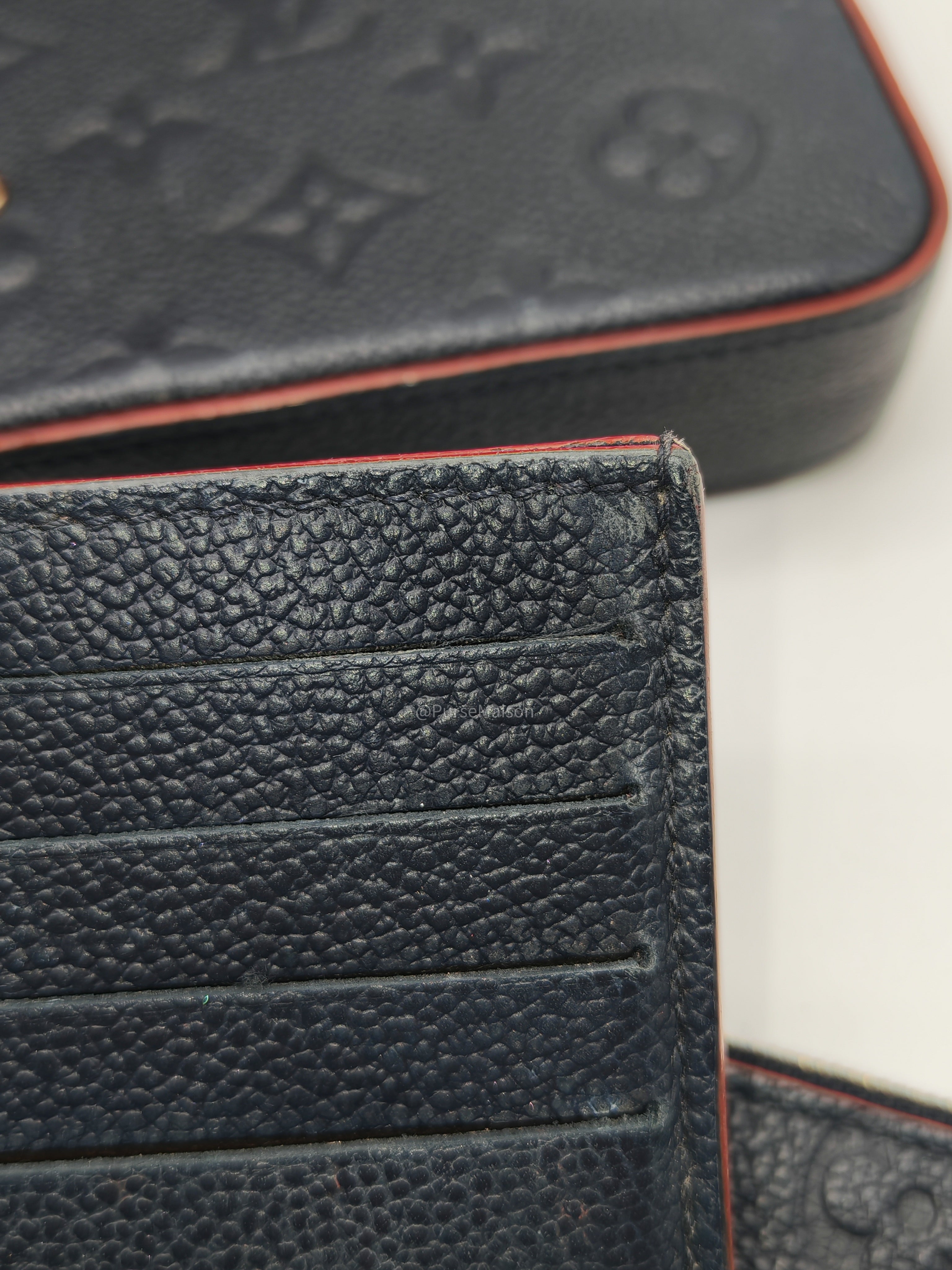Louis Vuitton Pochette Felicie in Navy Blue Monogram Empreinte Leather and Gold Hardware (Datecode: NZ4119)