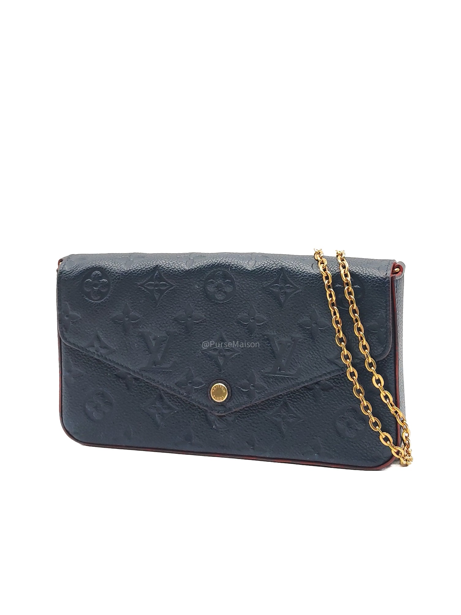 Louis Vuitton Pochette Felicie in Navy Blue Monogram Empreinte Leather and Gold Hardware (Datecode: NZ4119)