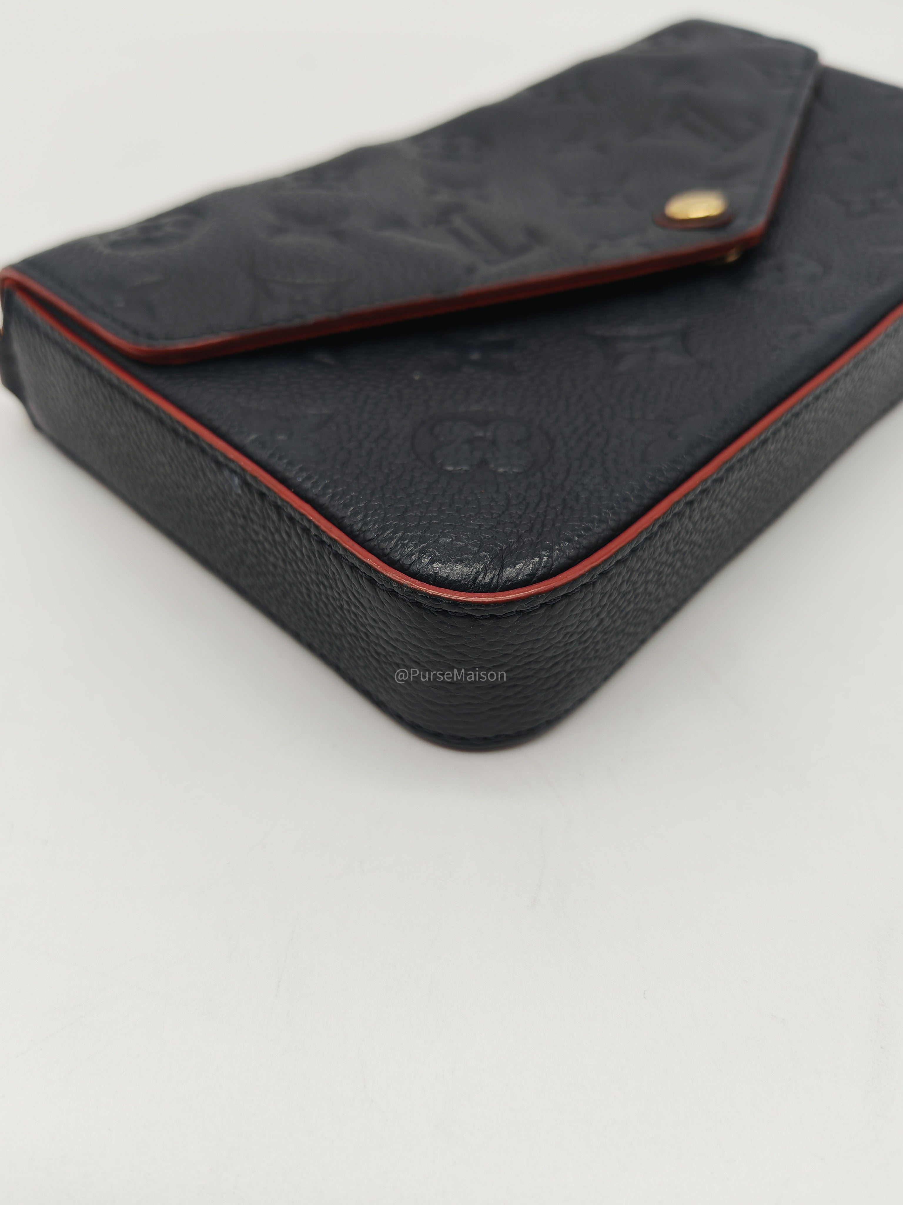 Louis Vuitton Pochette Felicie in Navy Blue Monogram Empreinte Leather and Gold Hardware (Datecode: NZ4119)