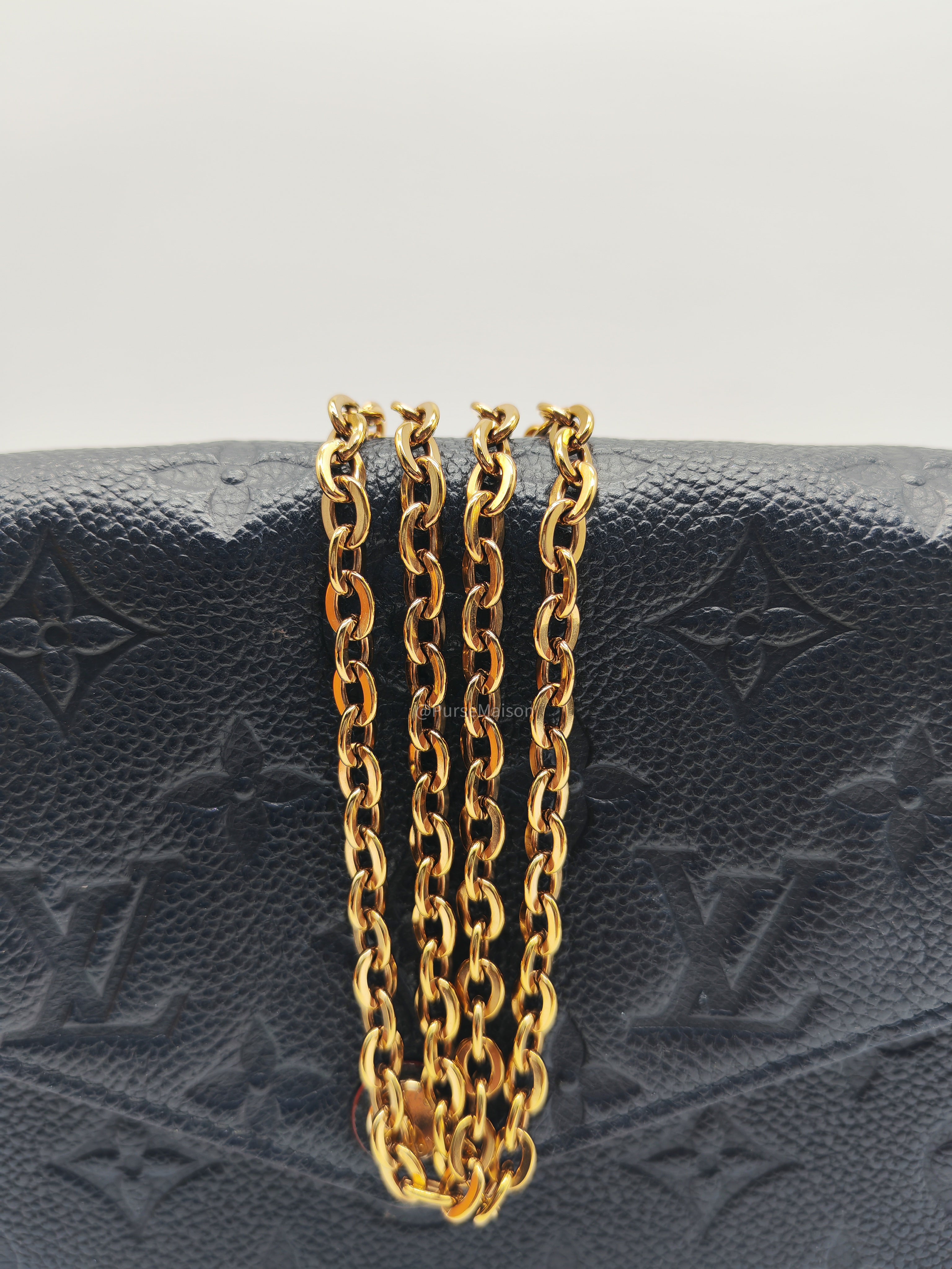 Louis Vuitton Pochette Felicie in Navy Blue Monogram Empreinte Leather and Gold Hardware (Datecode: NZ4119)