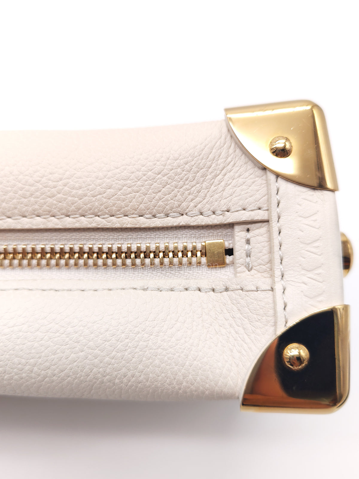 Louis Vuitton Side Trunk PM in Chalk Grained Calfskin Leather and Gold Hardware Microchip