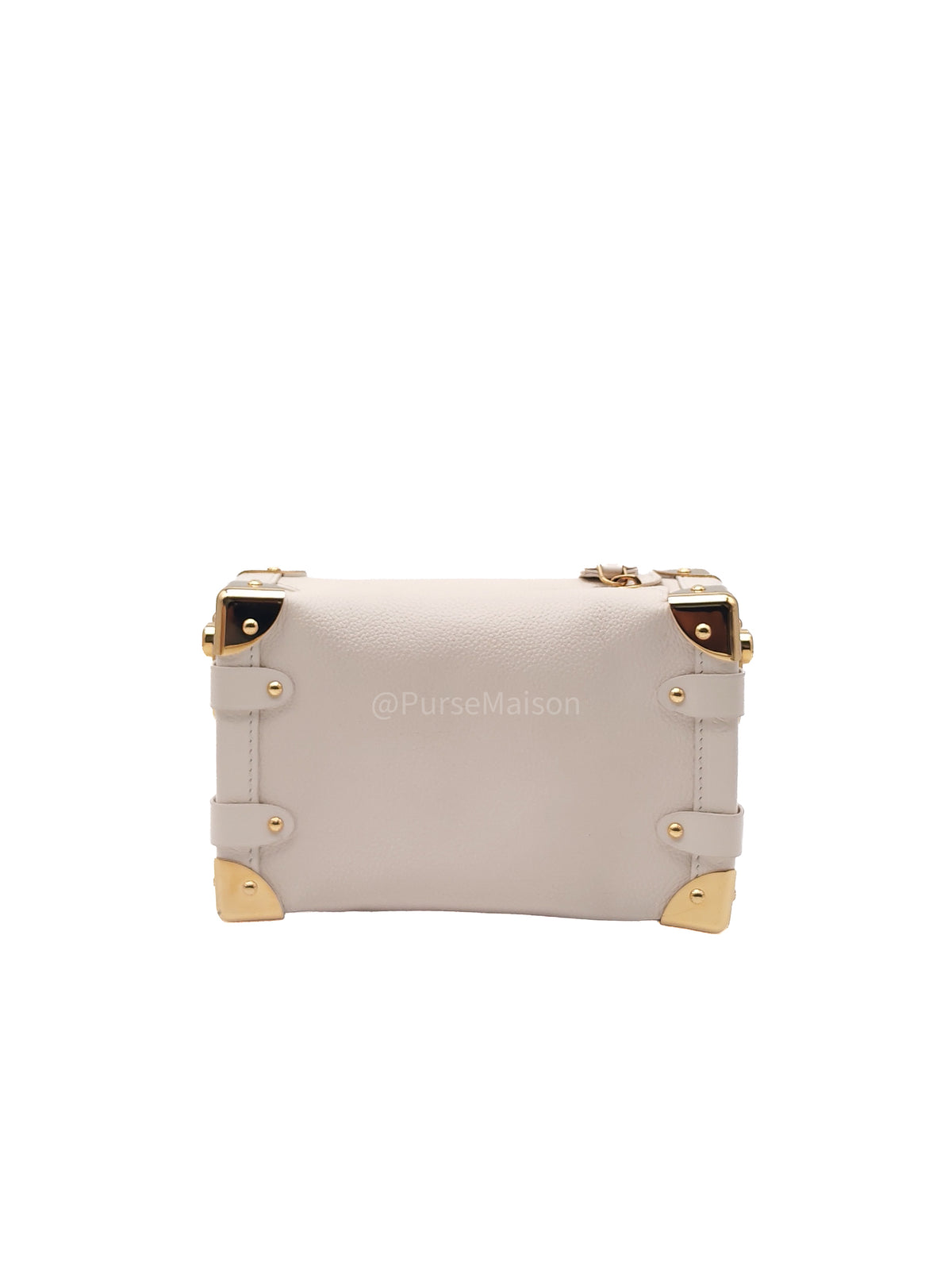 Louis Vuitton Side Trunk PM in Chalk Grained Calfskin Leather and Gold Hardware Microchip