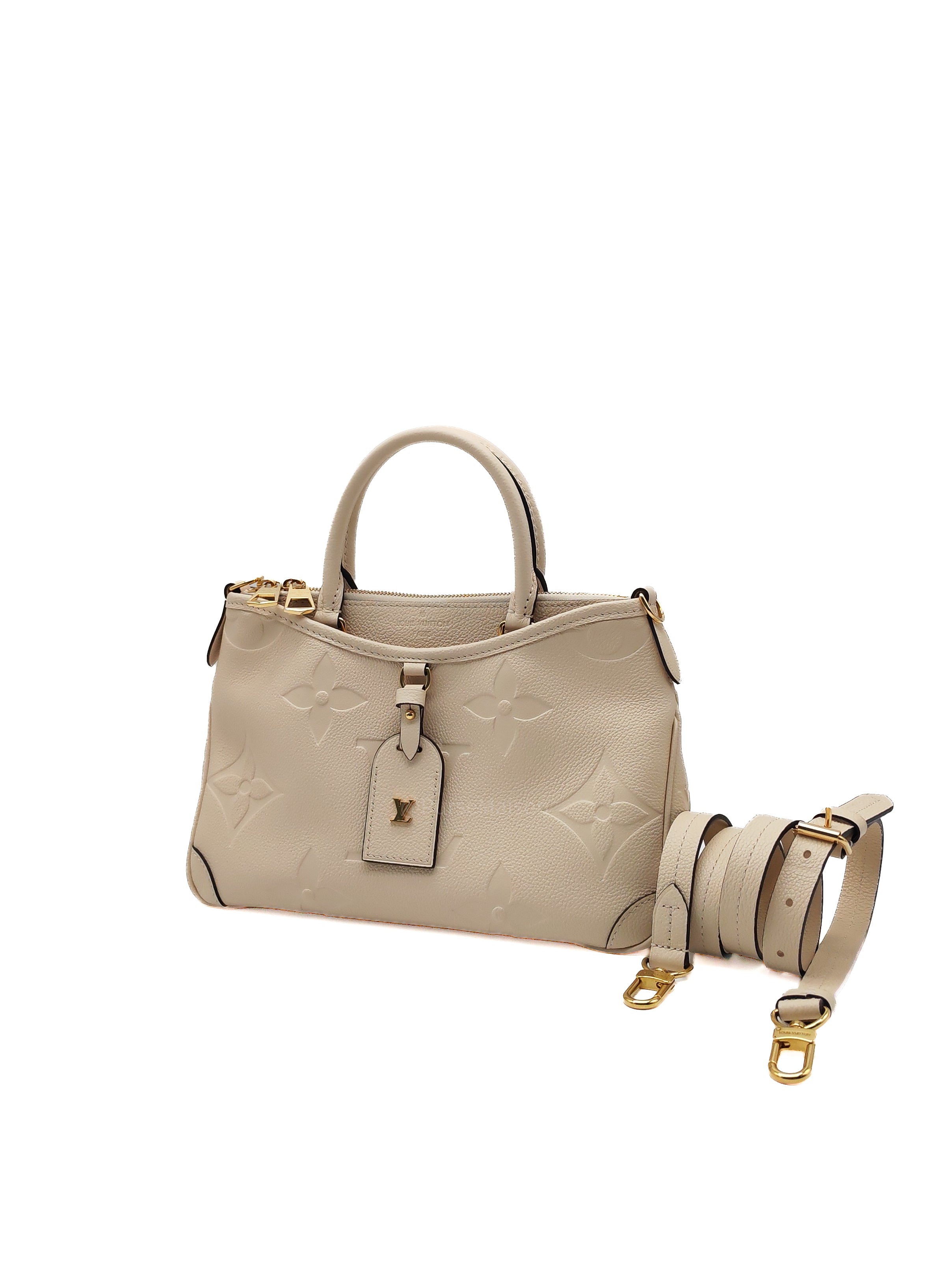 Louis Vuitton Trianon PM Handbag in Cream Grained Cowhide Leather and Gold Hardware Microchip