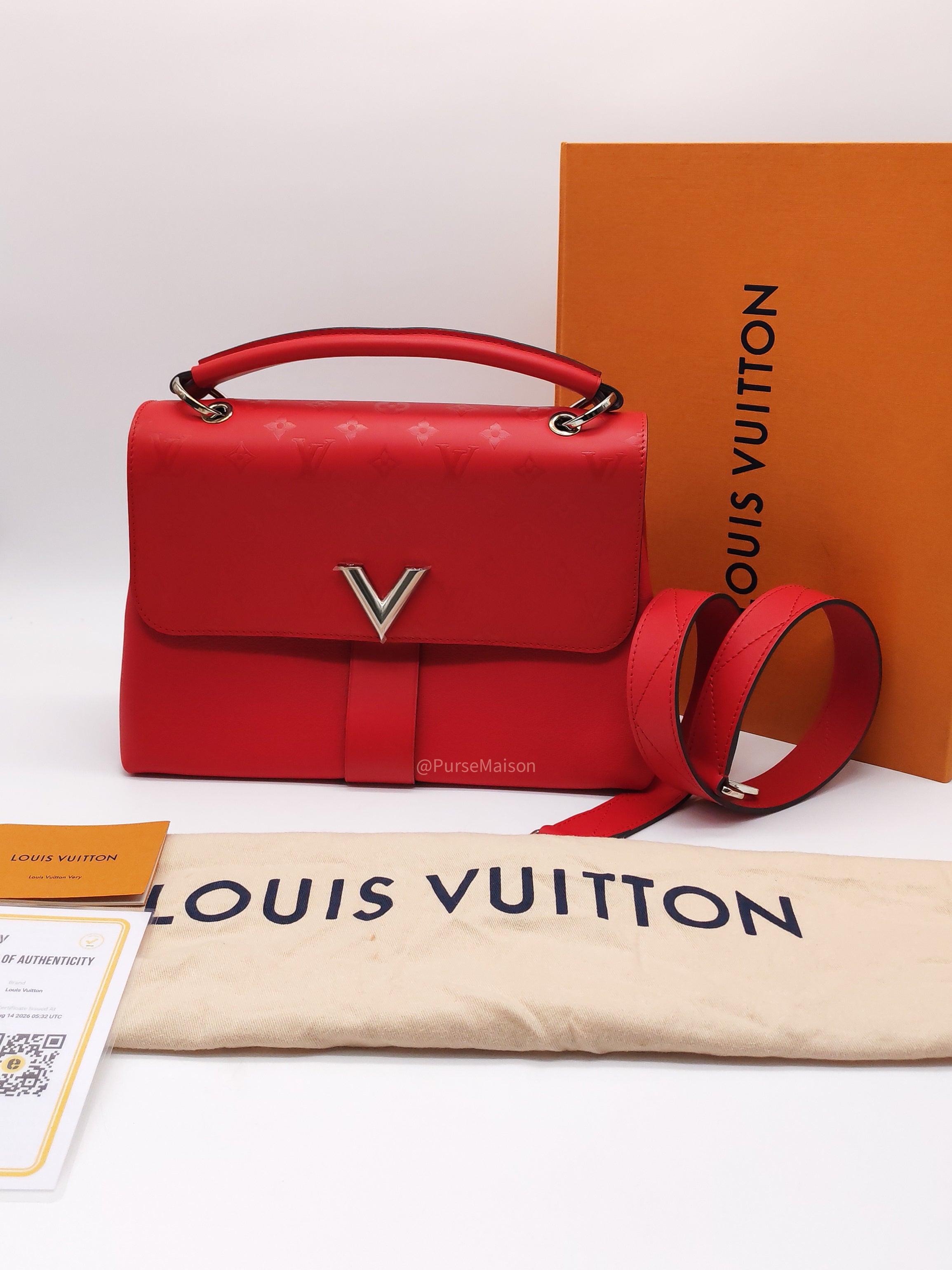 Louis Vuitton Very One Handle Bag in Red Rubis Monogram Leather and Silver Hardware (Datecode: AH2138)