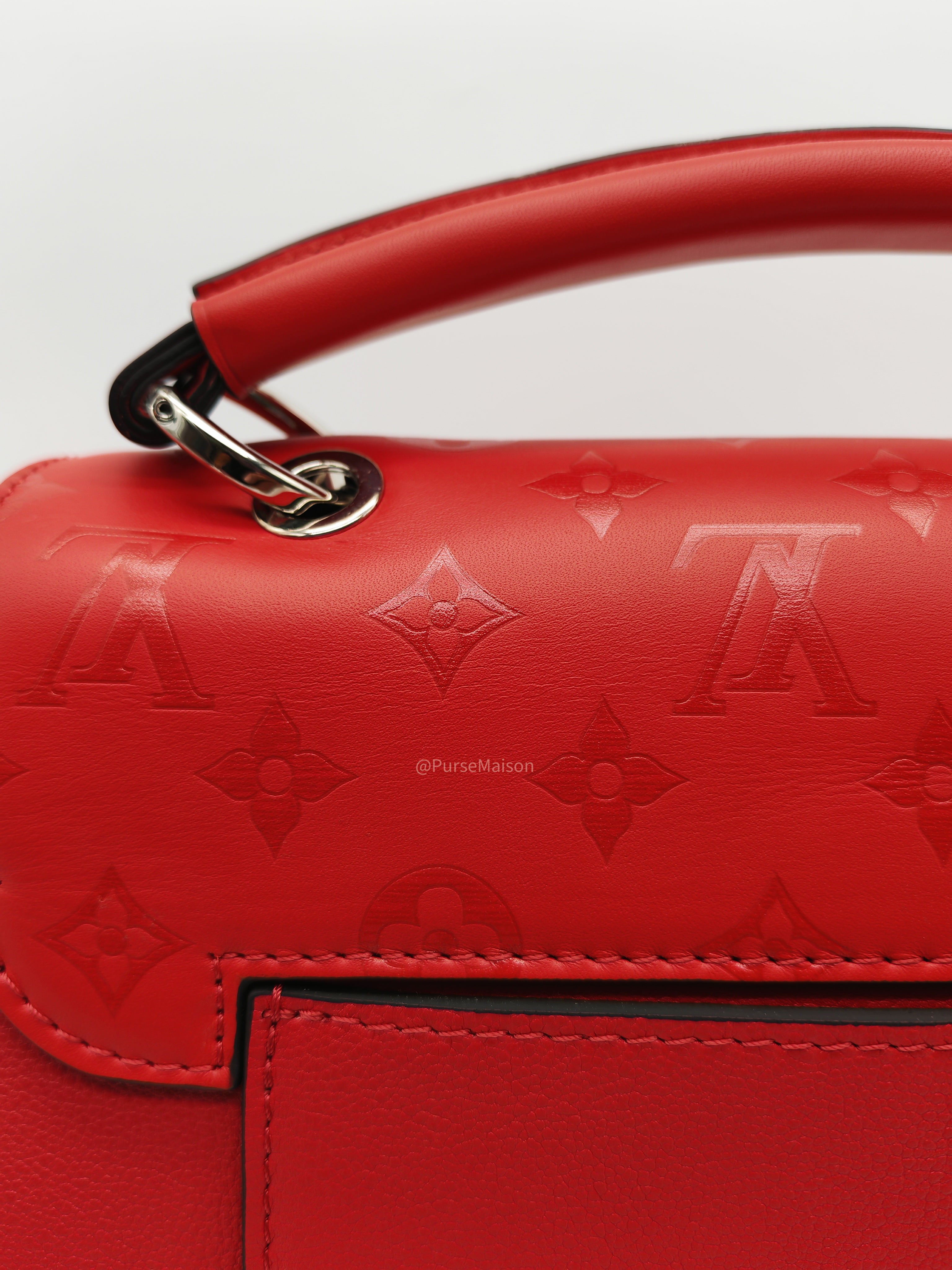 Louis Vuitton Very One Handle Bag in Red Rubis Monogram Leather and Silver Hardware (Datecode: AH2138)
