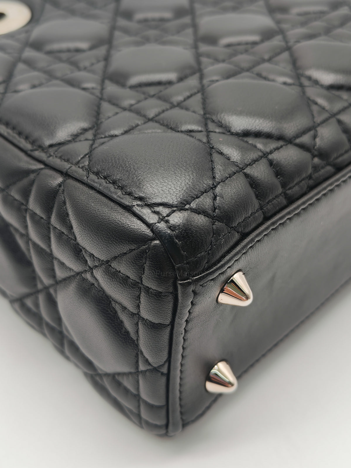 Christian Dior Lady Dior MyABCDior Small in Black Quilted Cannage Lambskin Leather and SIlver Hardware