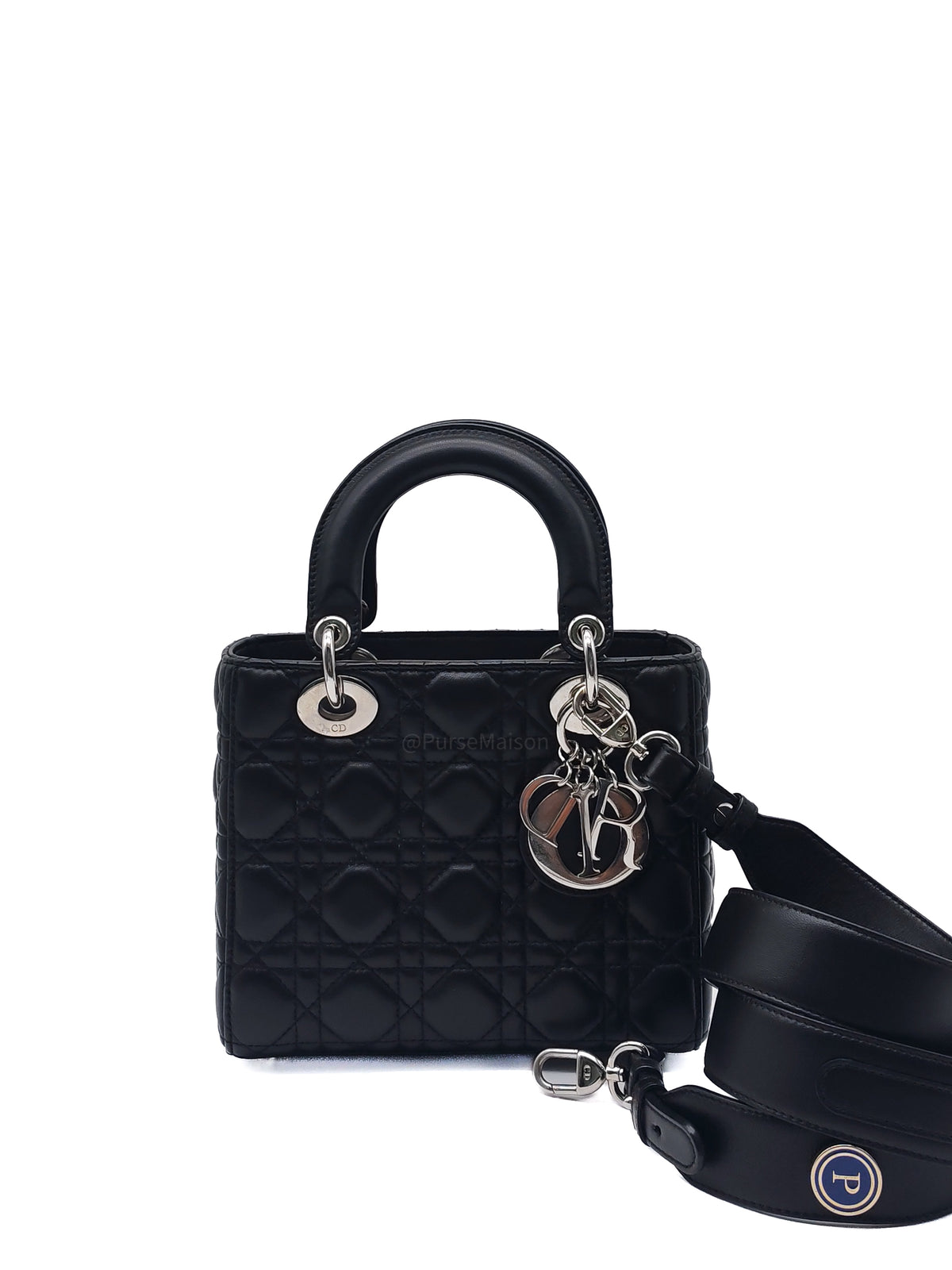 Christian Dior Lady Dior MyABCDior Small in Black Quilted Cannage Lambskin Leather and SIlver Hardware