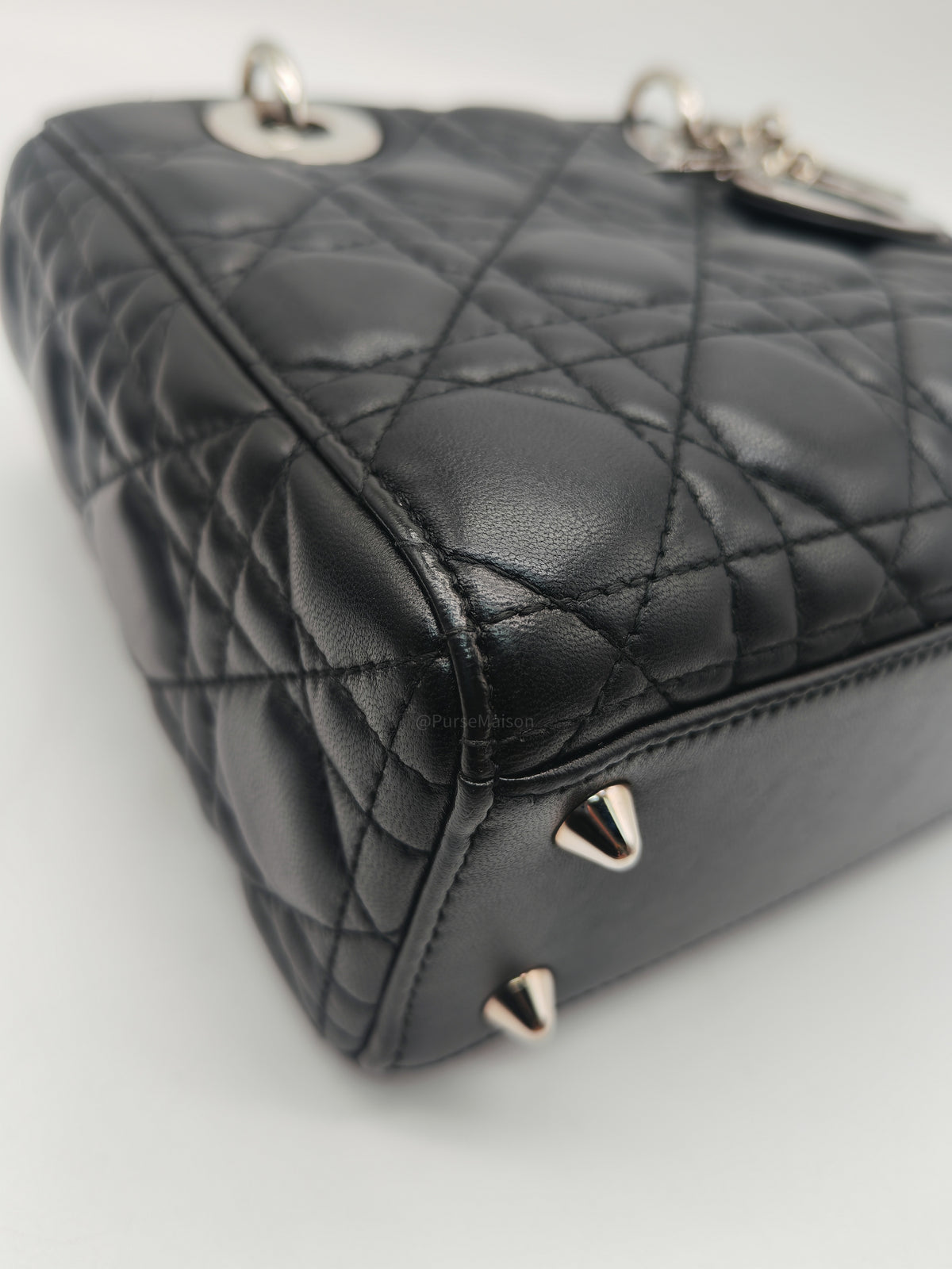 Christian Dior Lady Dior MyABCDior Small in Black Quilted Cannage Lambskin Leather & Silver Hardware