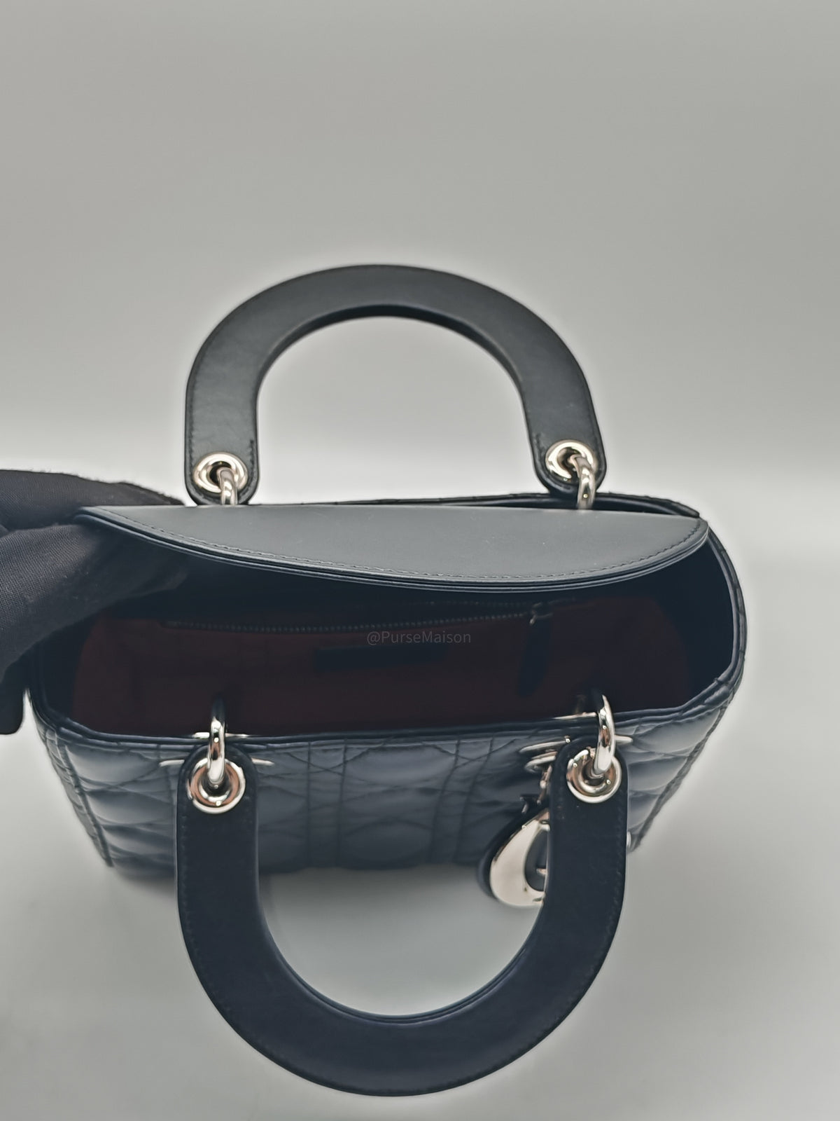 Christian Dior Lady Dior MyABCDior Small in Black Quilted Cannage Lambskin Leather & Silver Hardware