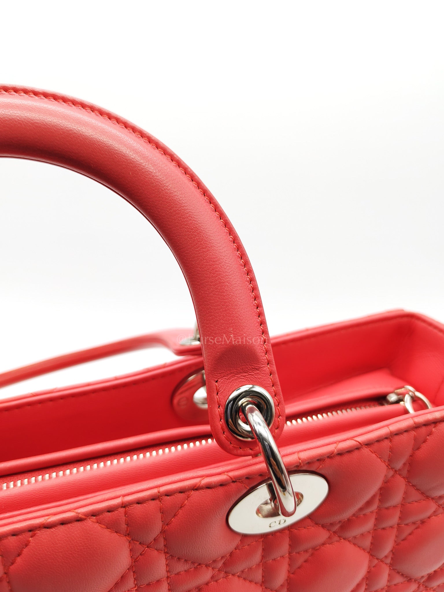 Christian Dior Lady Dior Large in Salmon Cannage Lambskin Leather Shoulder Bag