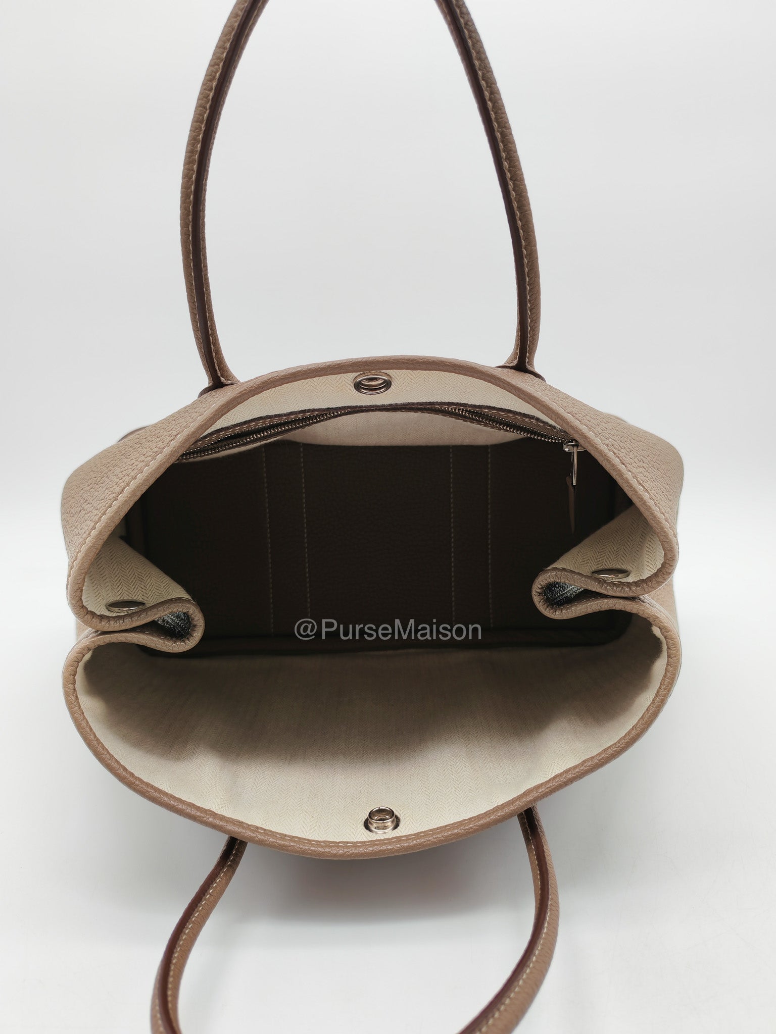 Hermes Garden Party Tote (GPT) 30 in Etoupe Negonda Leather and Palladium Hardware Stamp Y (2020)