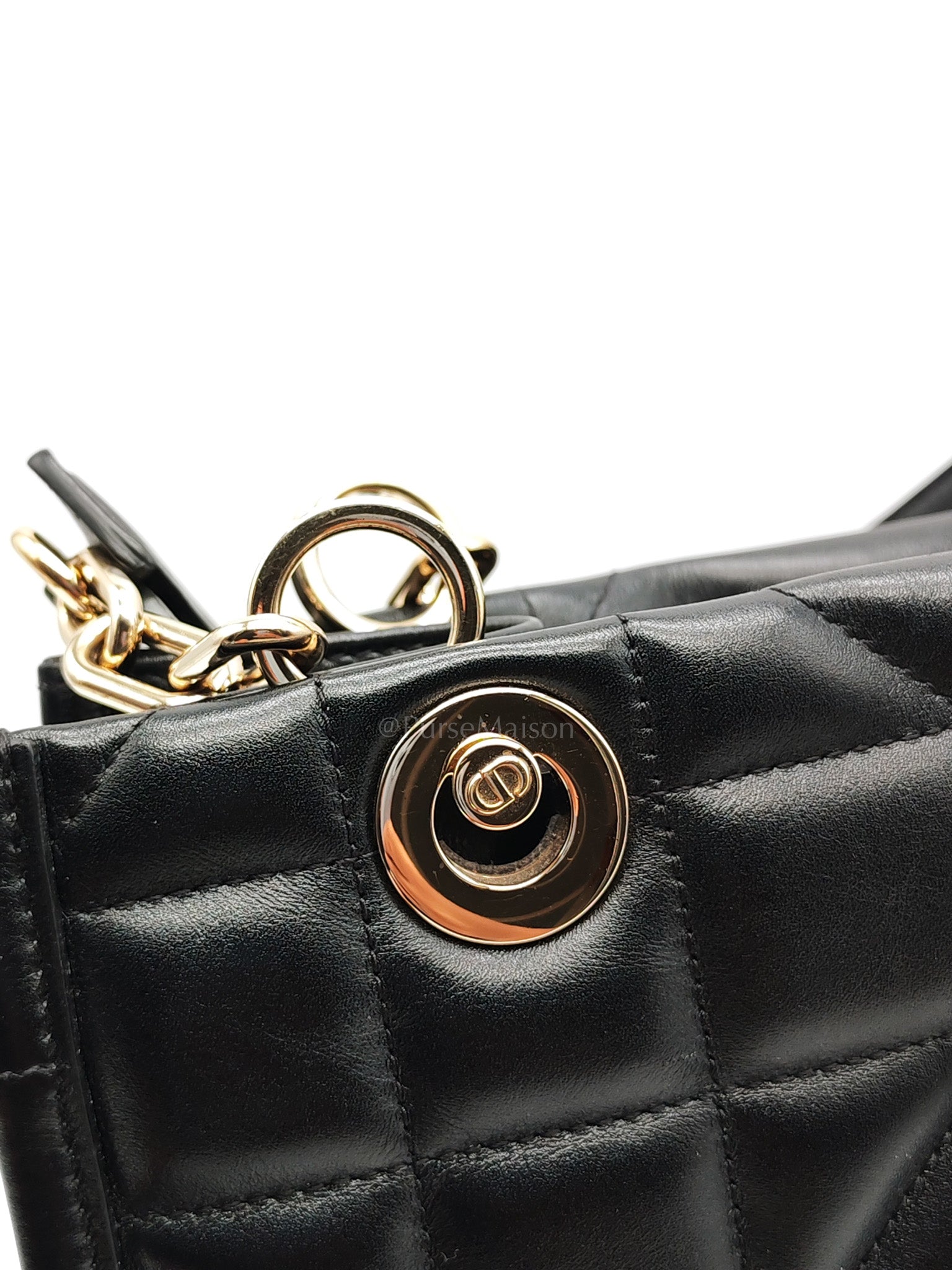 Essenstial Tote Bag Small in Black Archicannage Quilted Calfskin Leather & Light Gold Hardware