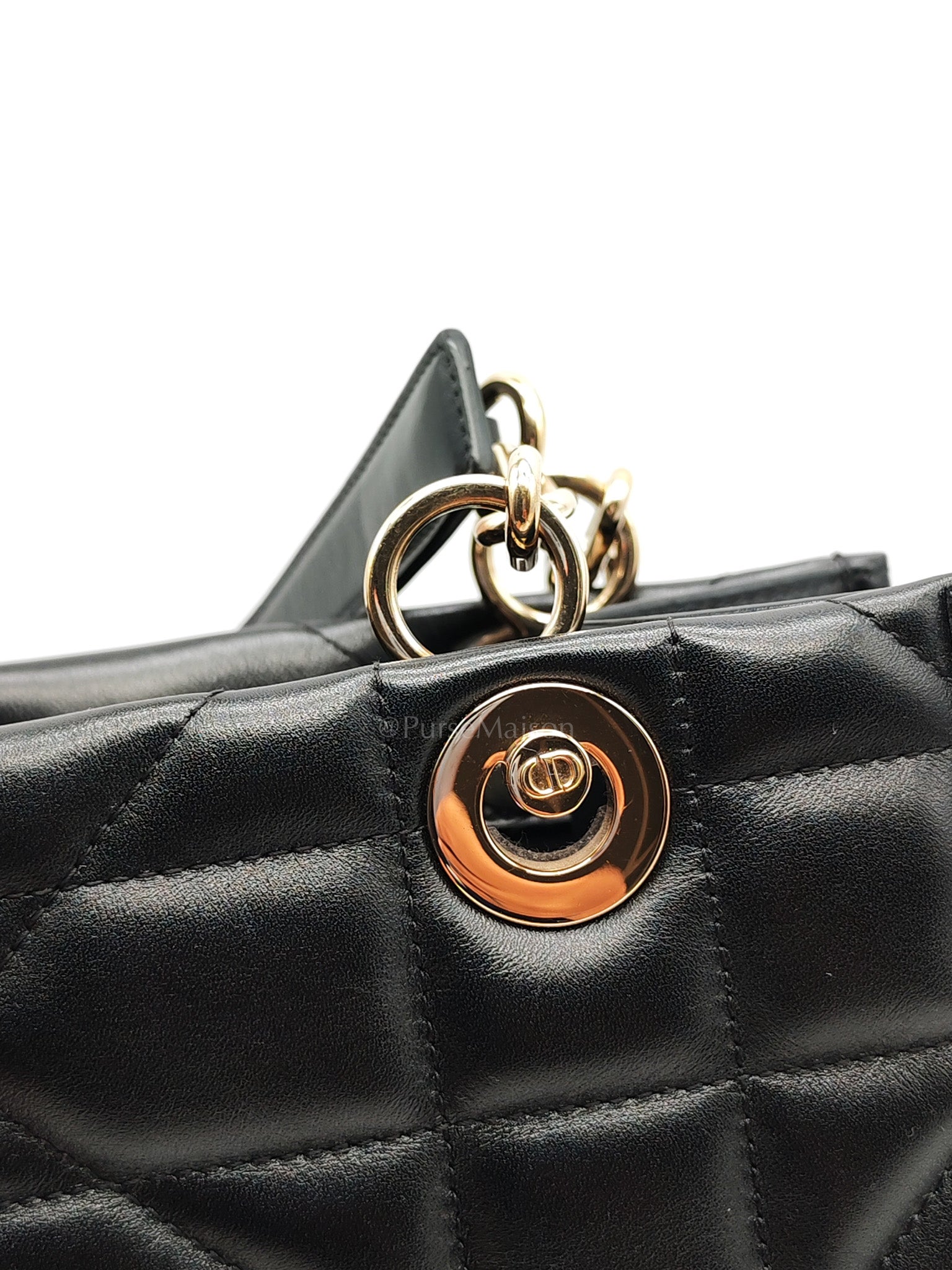 Essenstial Tote Bag Small in Black Archicannage Quilted Calfskin Leather & Light Gold Hardware