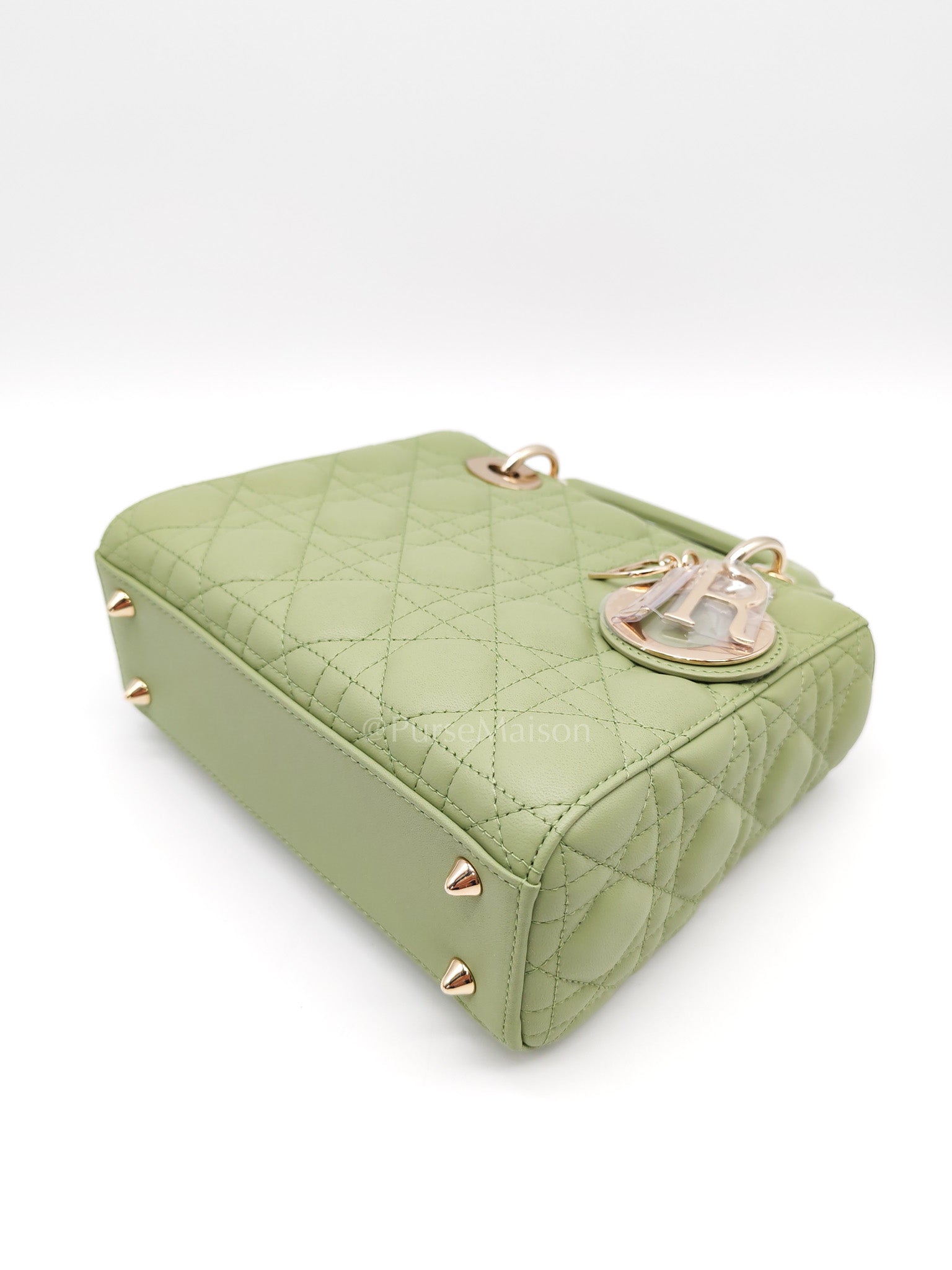 Lady Dior My ABCDior Bag Small in Sage Green Quilted Cannage Lambskin Leather and Light Gold Hardware