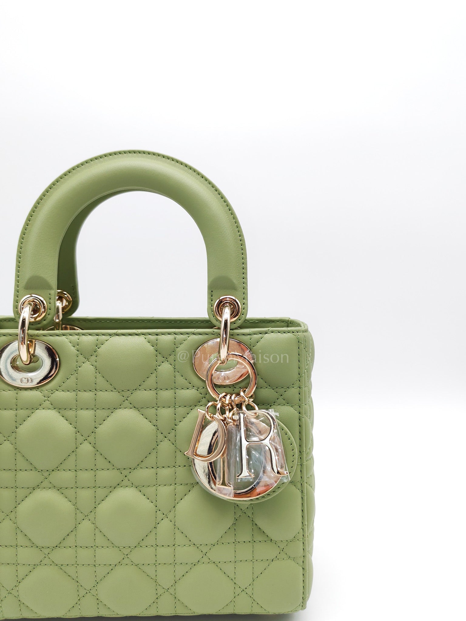 Lady Dior My ABCDior Bag Small in Sage Green Quilted Cannage Lambskin Leather and Light Gold Hardware