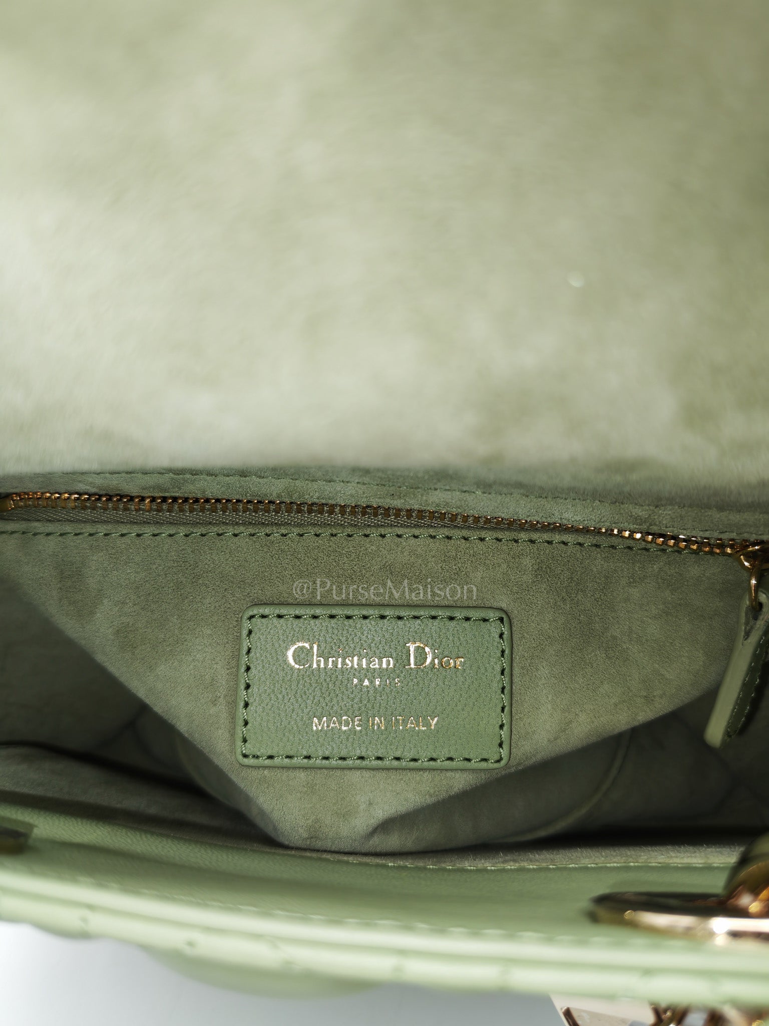 Lady Dior My ABCDior Bag Small in Sage Green Quilted Cannage Lambskin Leather and Light Gold Hardware