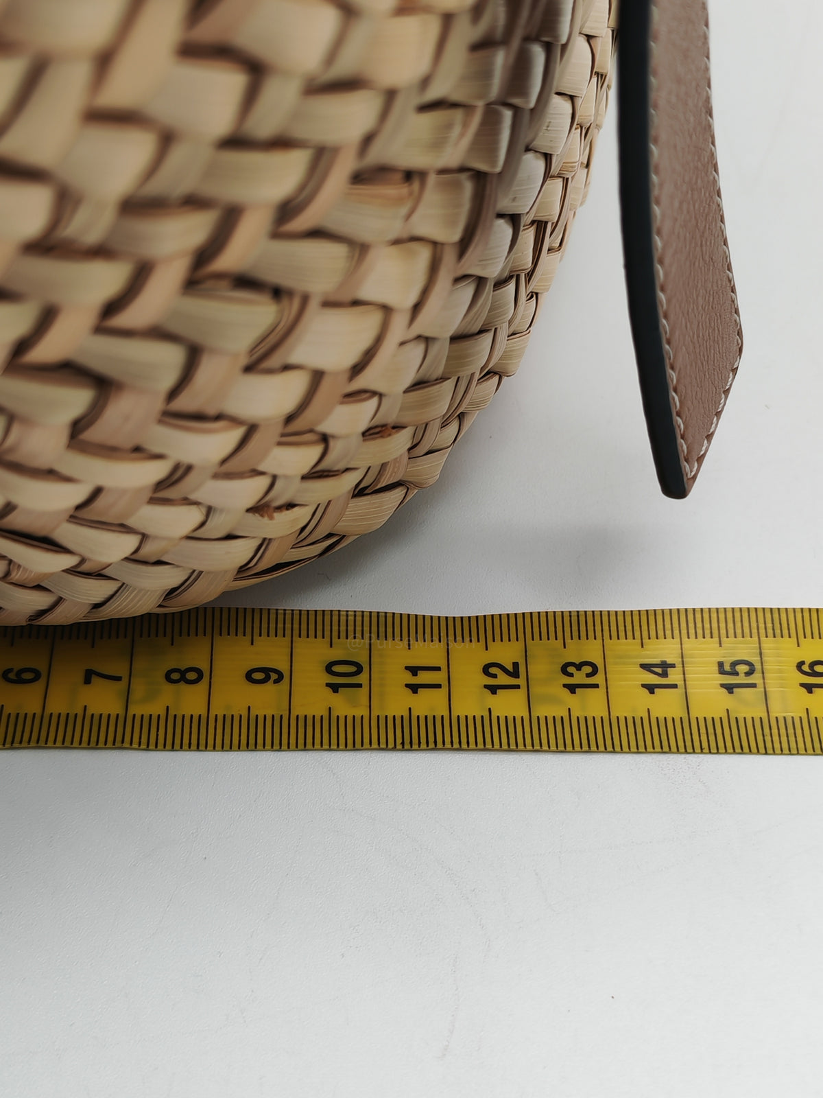 Loewe Palm Leaf & Brown Leather Small Basket Bag