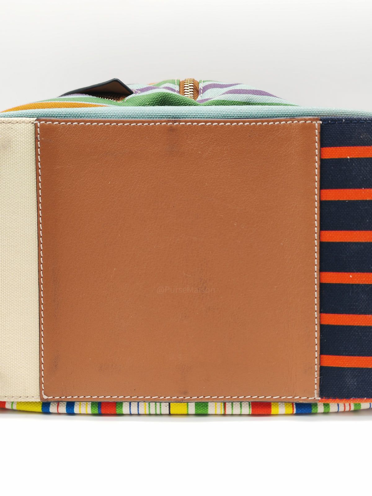 Loewe Hammock Bag Small in Striped Canvas Calfskin Leather and Gold Hardware