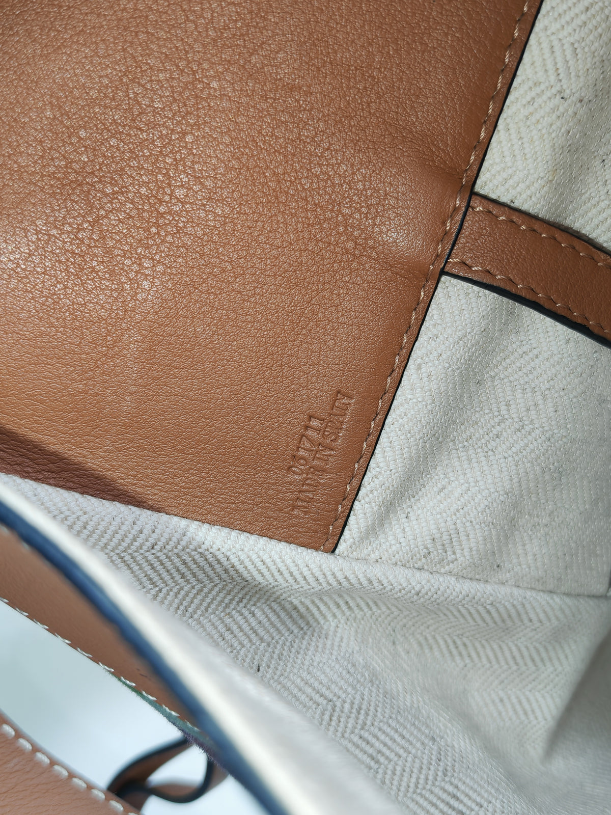 Loewe Hammock Bag Small in Striped Canvas Calfskin Leather and Gold Hardware