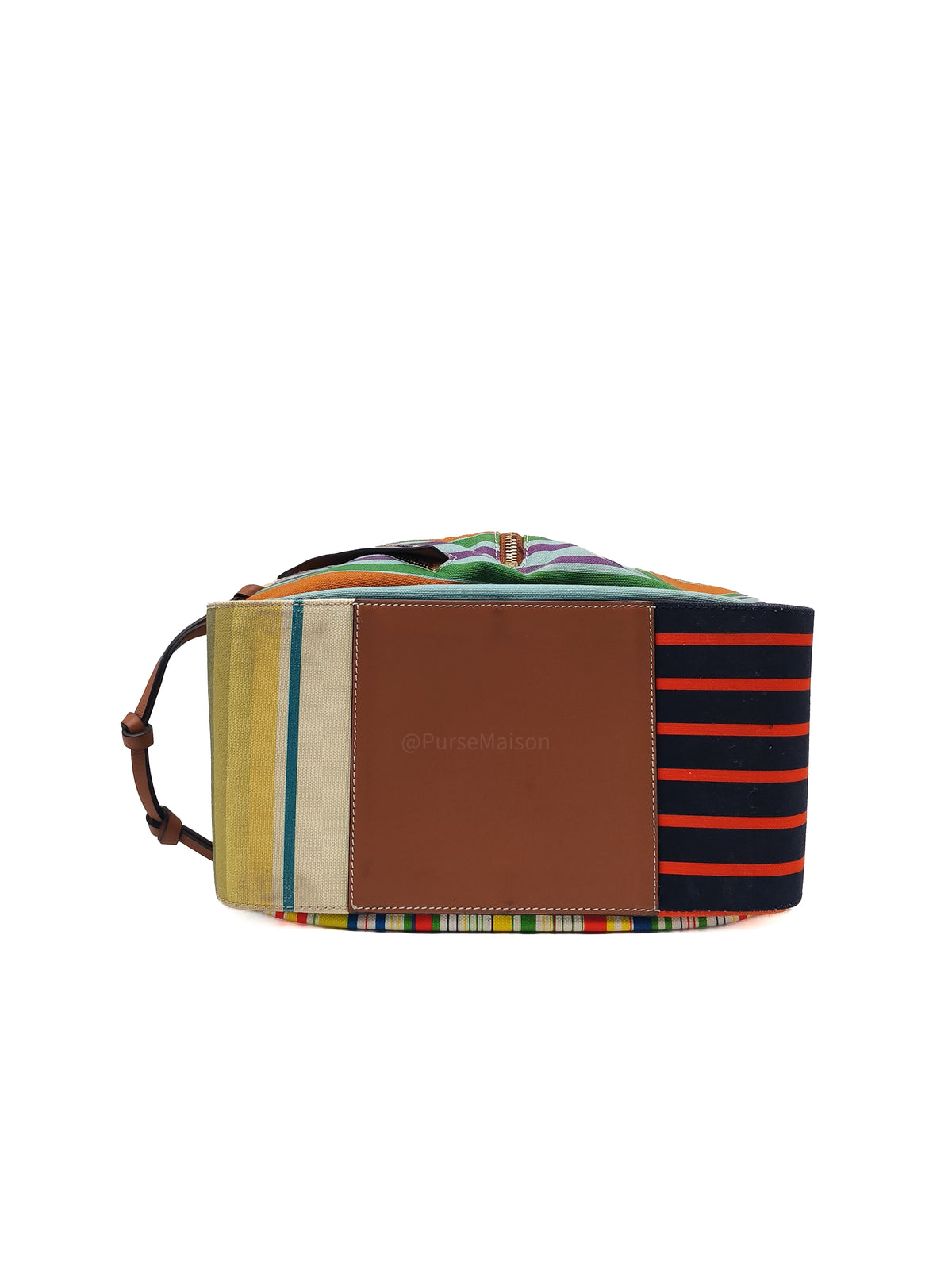 Loewe Hammock Bag Small in Striped Canvas Calfskin Leather and Gold Hardware