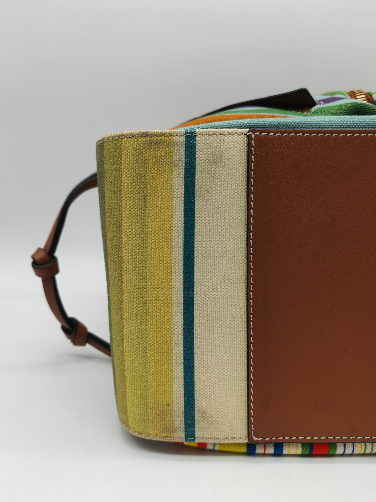 Loewe Hammock Bag Small in Striped Canvas Calfskin Leather and Gold Hardware