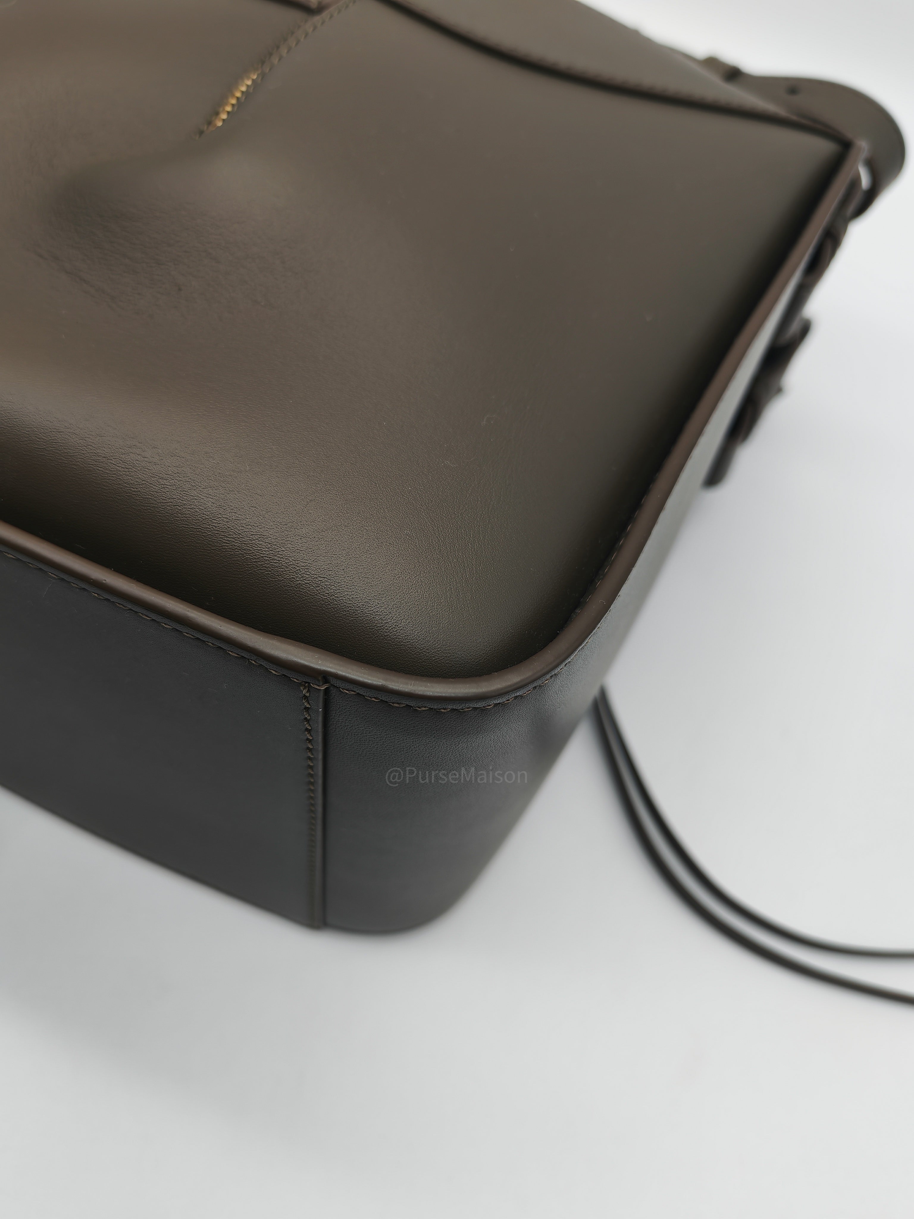 Loewe Hammock Compact Bag Small in Dark Oliver Green Calfskin Leather and Gold Hardware