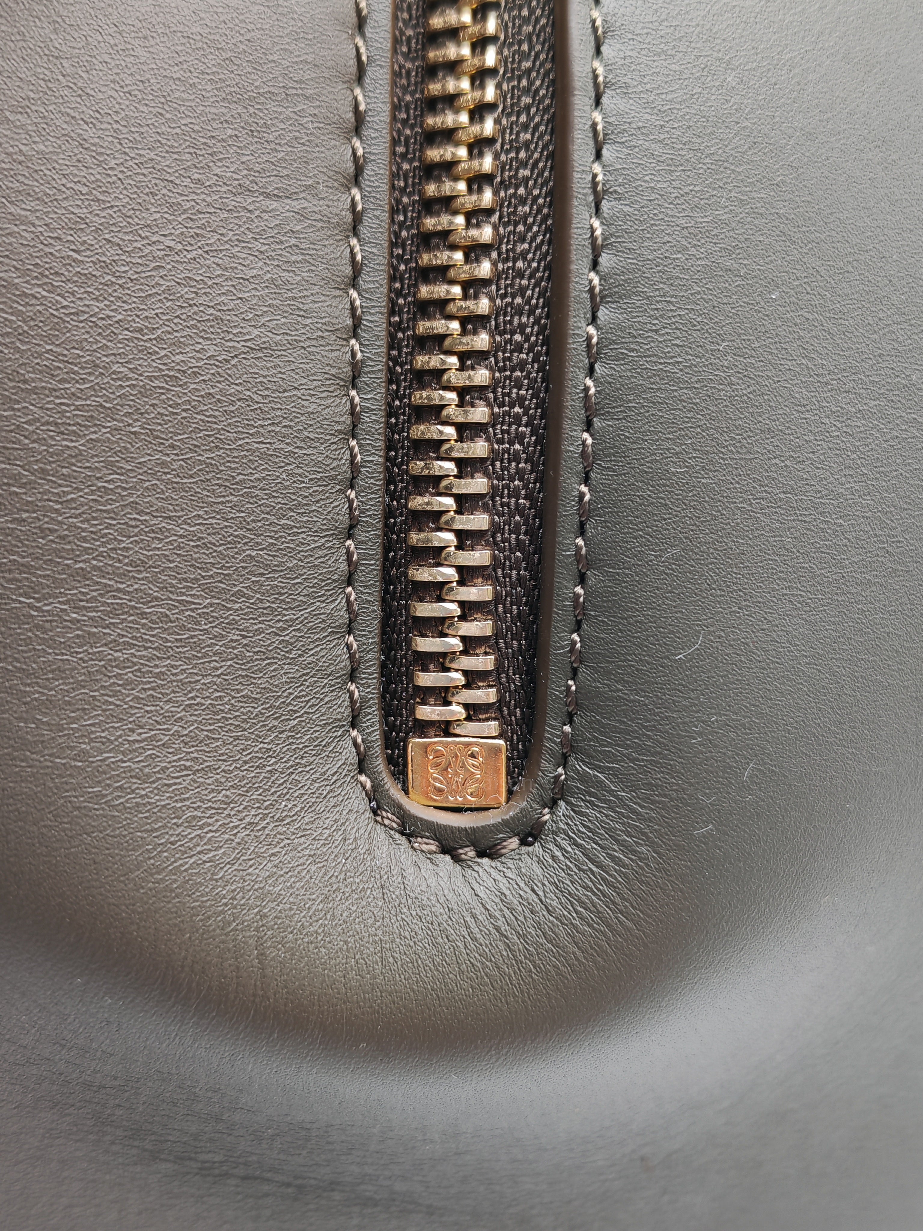 Loewe Hammock Compact Bag Small in Dark Oliver Green Calfskin Leather and Gold Hardware
