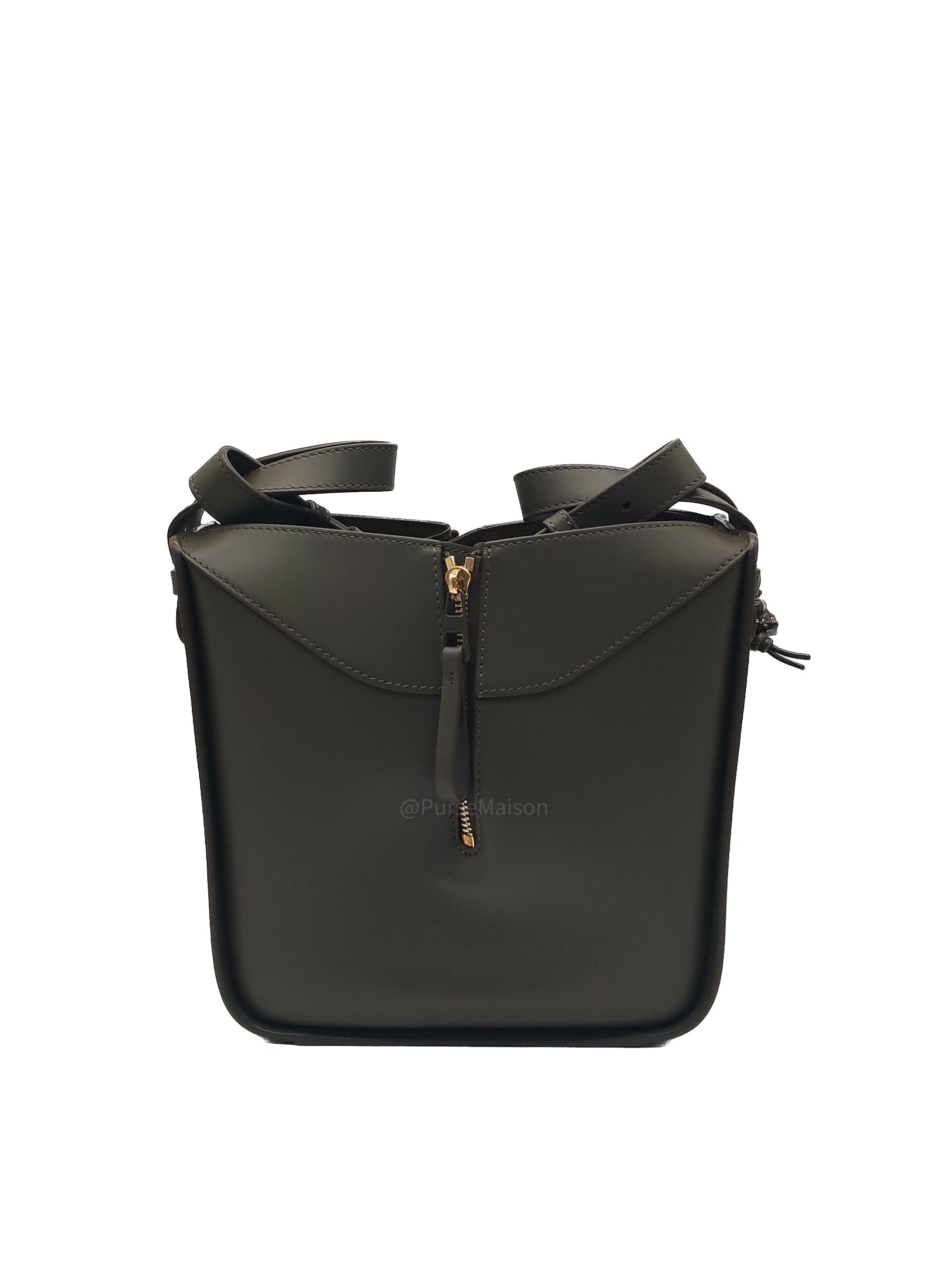Loewe Hammock Compact Bag Small in Dark Oliver Green Calfskin Leather and Gold Hardware