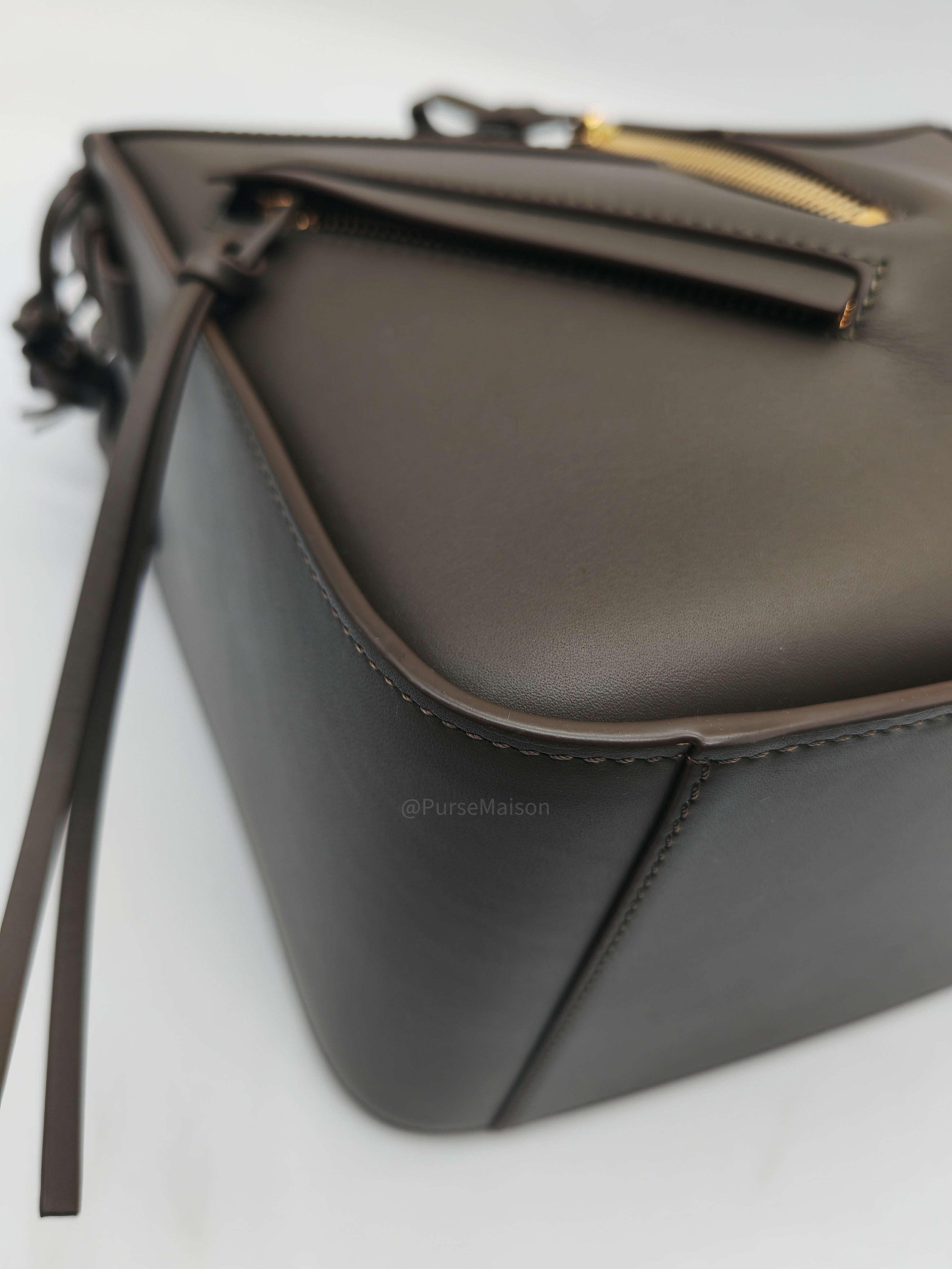 Loewe Hammock Compact Bag Small in Dark Oliver Green Calfskin Leather and Gold Hardware
