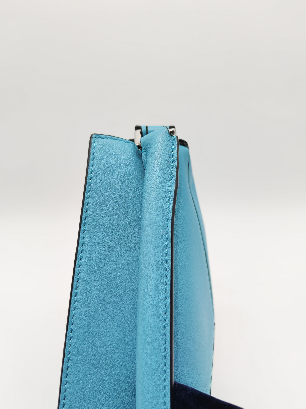 Loewe Mini Puzzle Bag in Light Blue Calfskin Leather and Silver Hardware