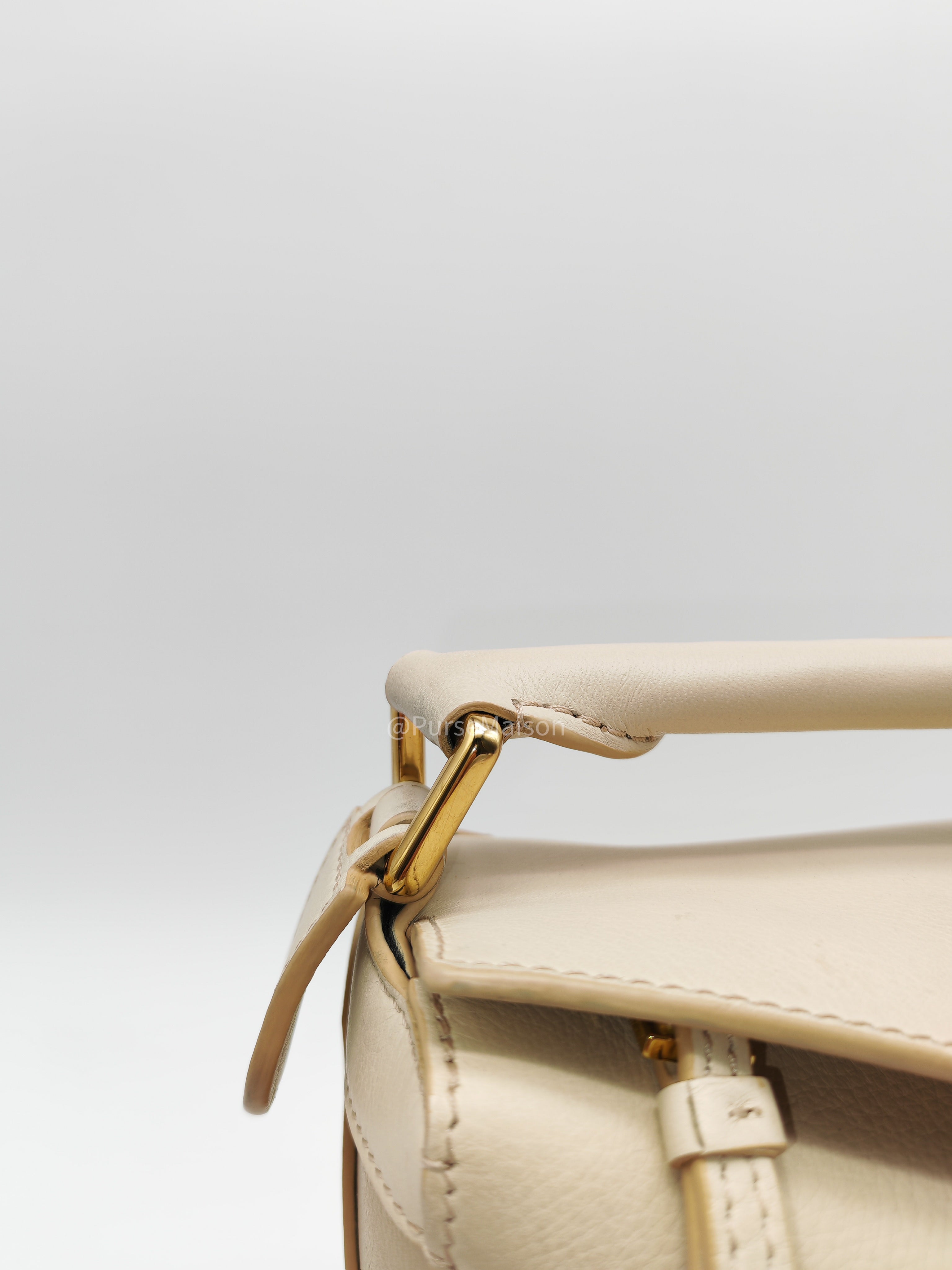 Loewe Puzzle Edge Bag Small in Angora Multi Tone Beige Calfskin Leather and Gold Hardware