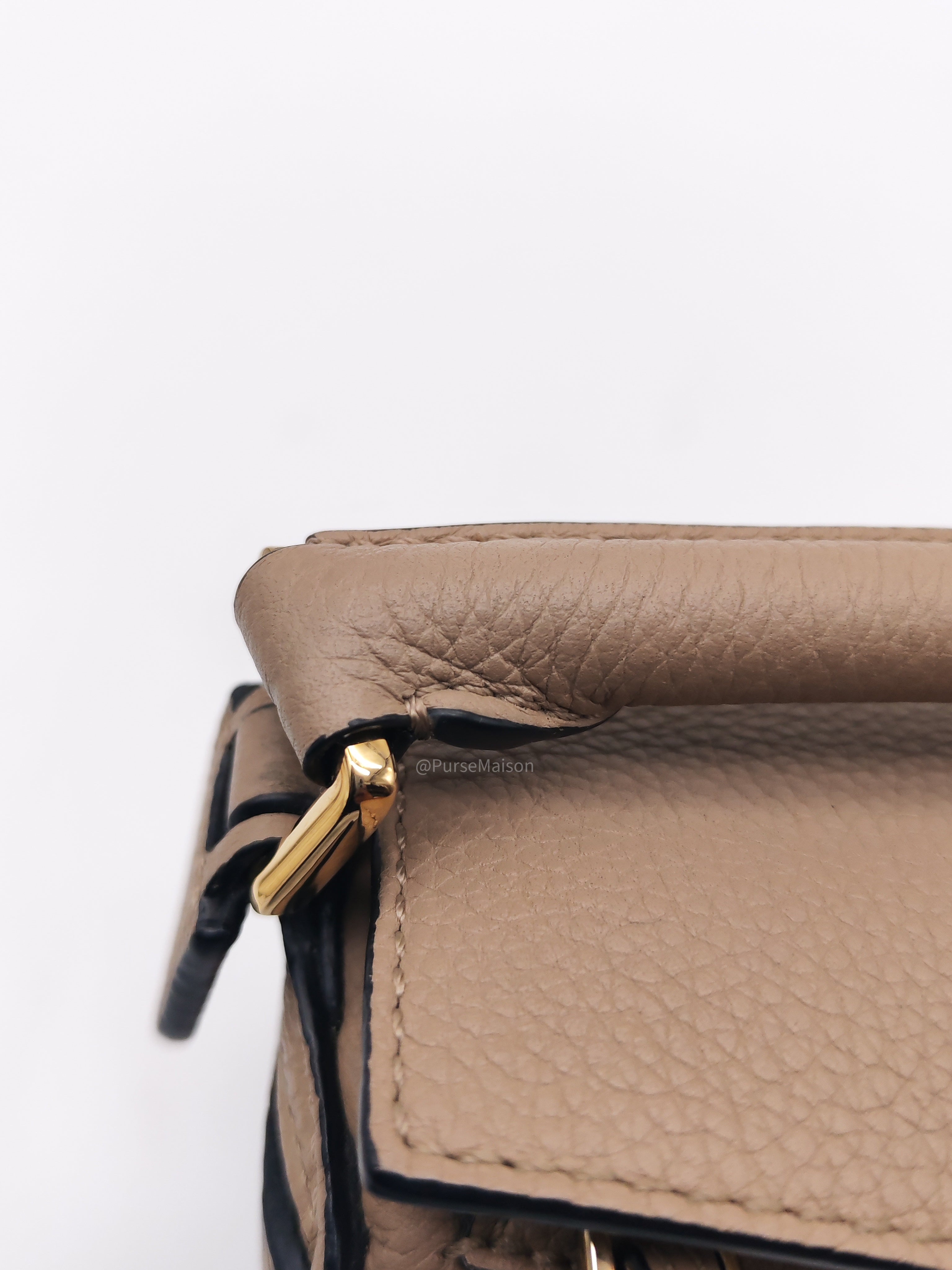 Loewe Puzzle Bag Mini in Taupe Calfskin Leather and Gold Hardware