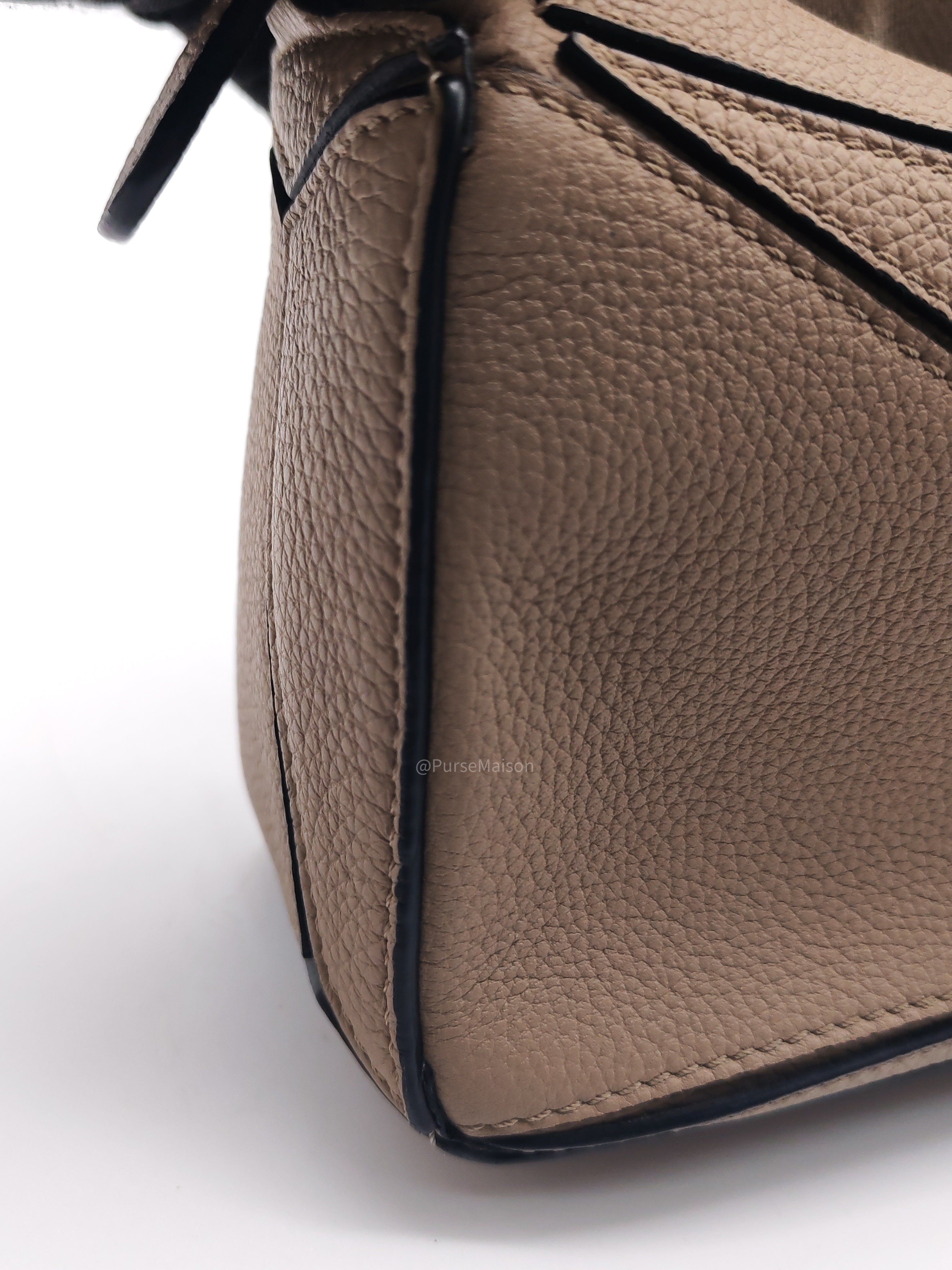Loewe Puzzle Bag Mini in Taupe Calfskin Leather and Gold Hardware