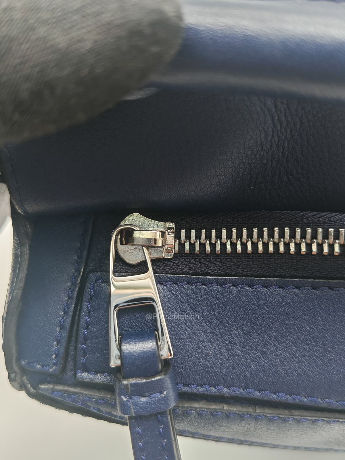 Loewe Puzzle Bag Small in Dark Blue Calfskin Leather and Silver Hardware