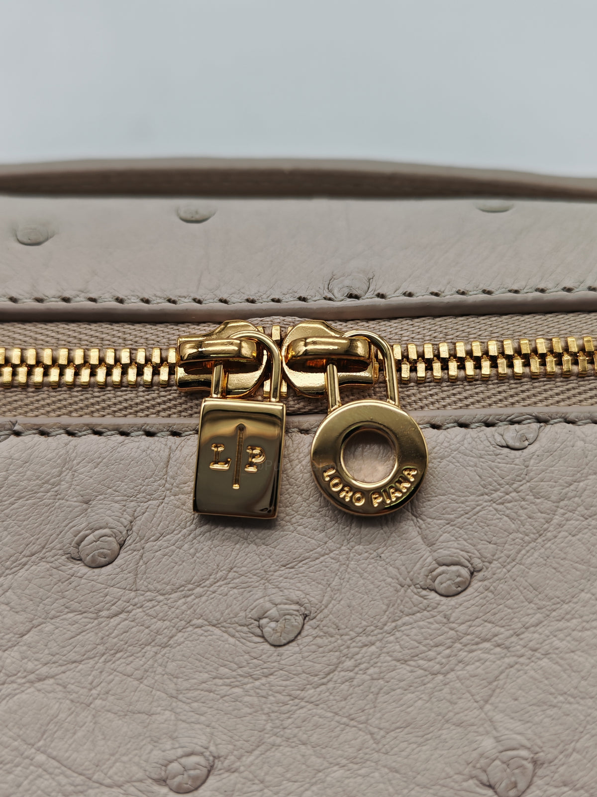 Loro Piana Extra Pocket L19 in Light Travertine/Sun Gold Ostrich Leather