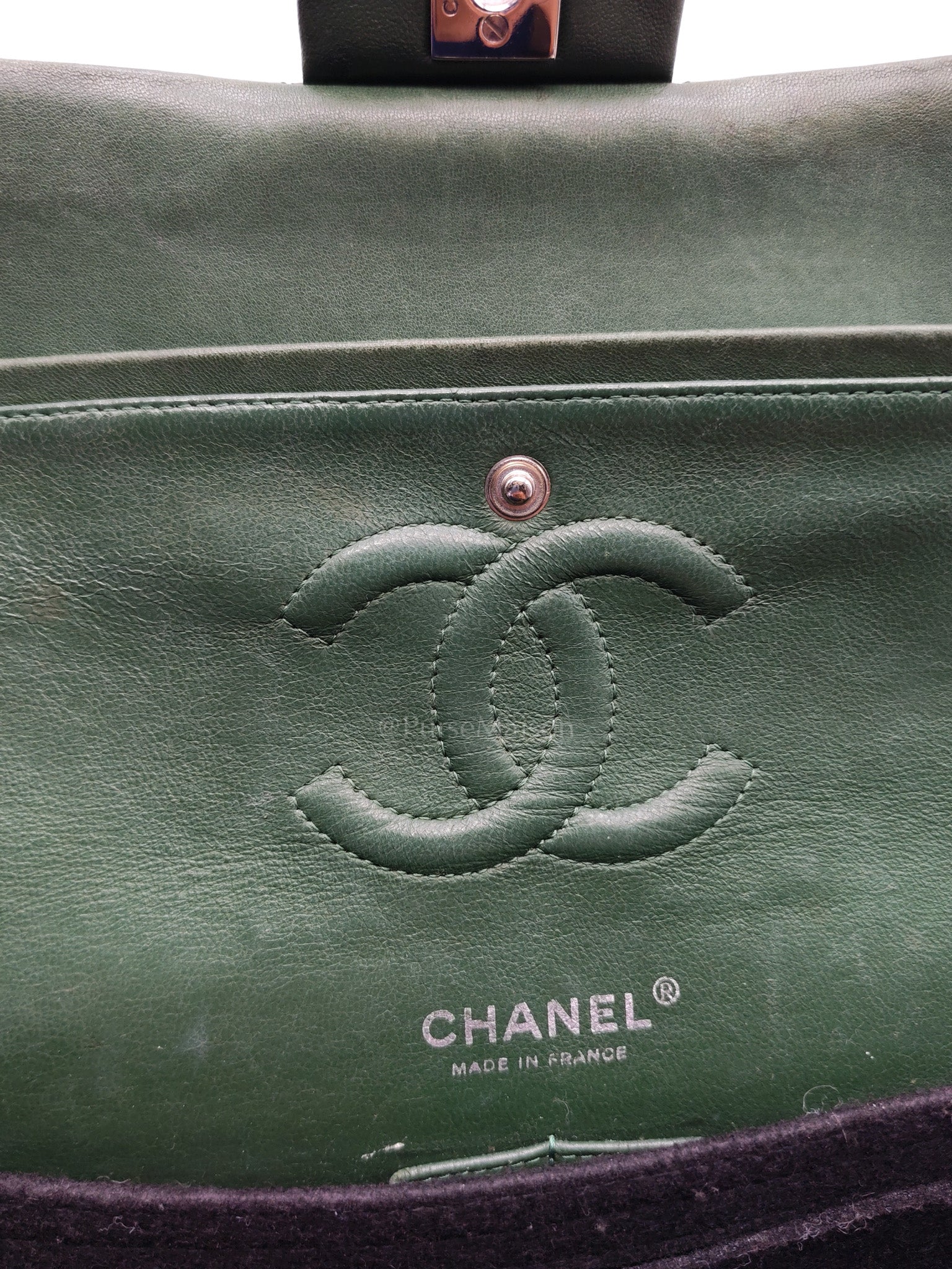 Chanel Classic Double Flap Medium in Green Quilted Patent Leather & Silver Hardware Series 15