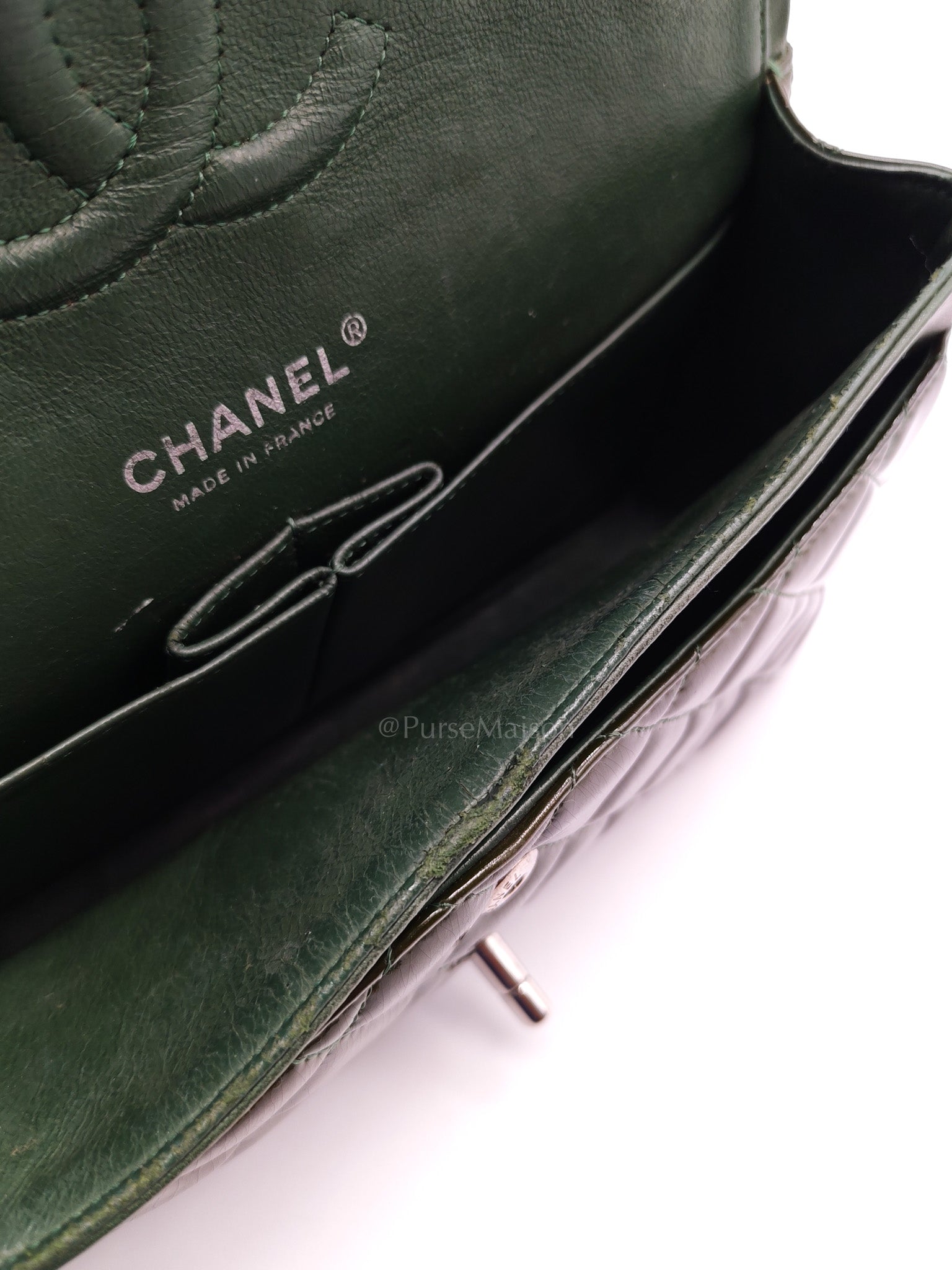 Chanel Classic Double Flap Medium in Green Quilted Patent Leather & Silver Hardware Series 15