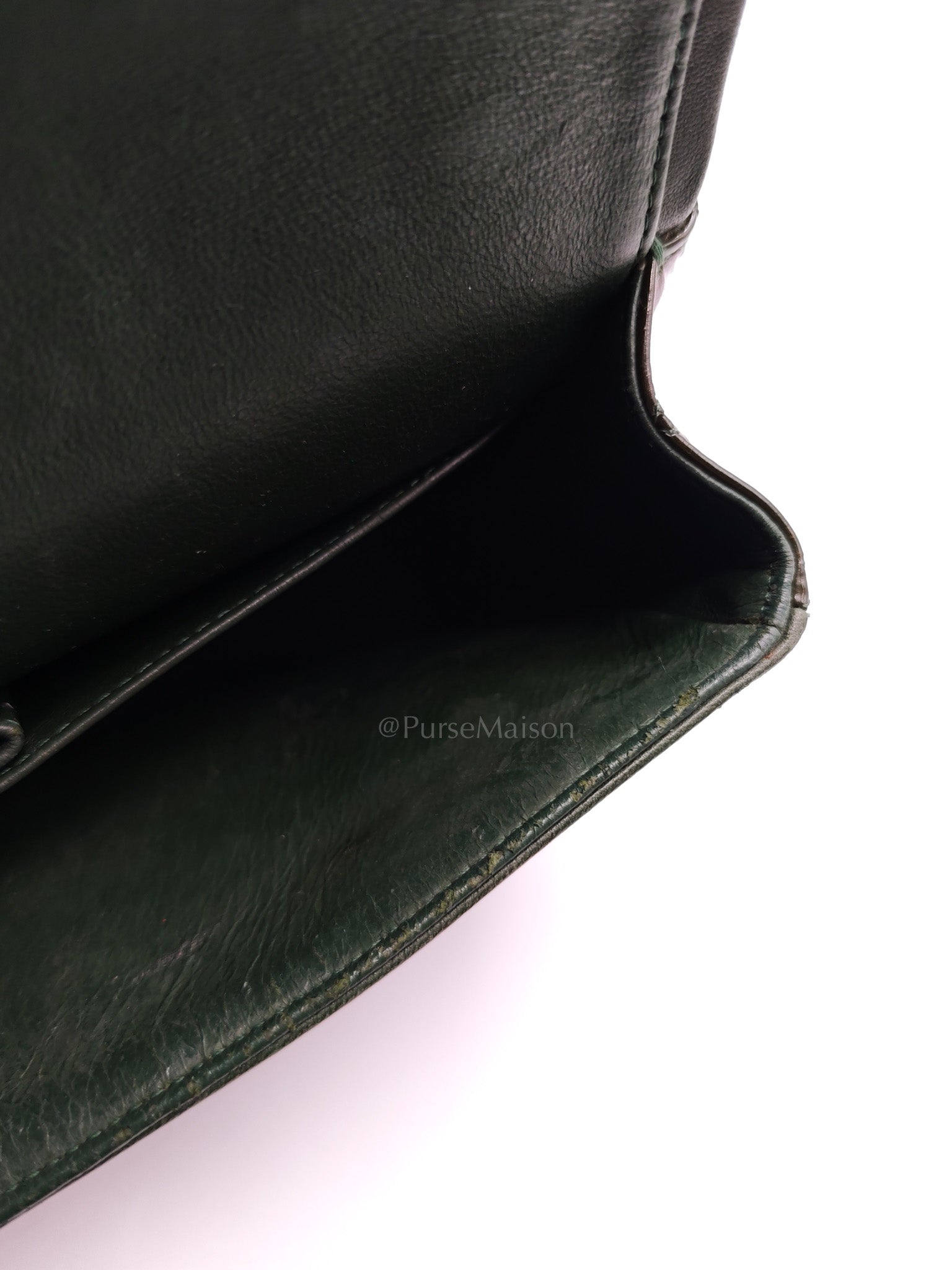 Chanel Classic Double Flap Medium in Green Quilted Patent Leather & Silver Hardware Series 15