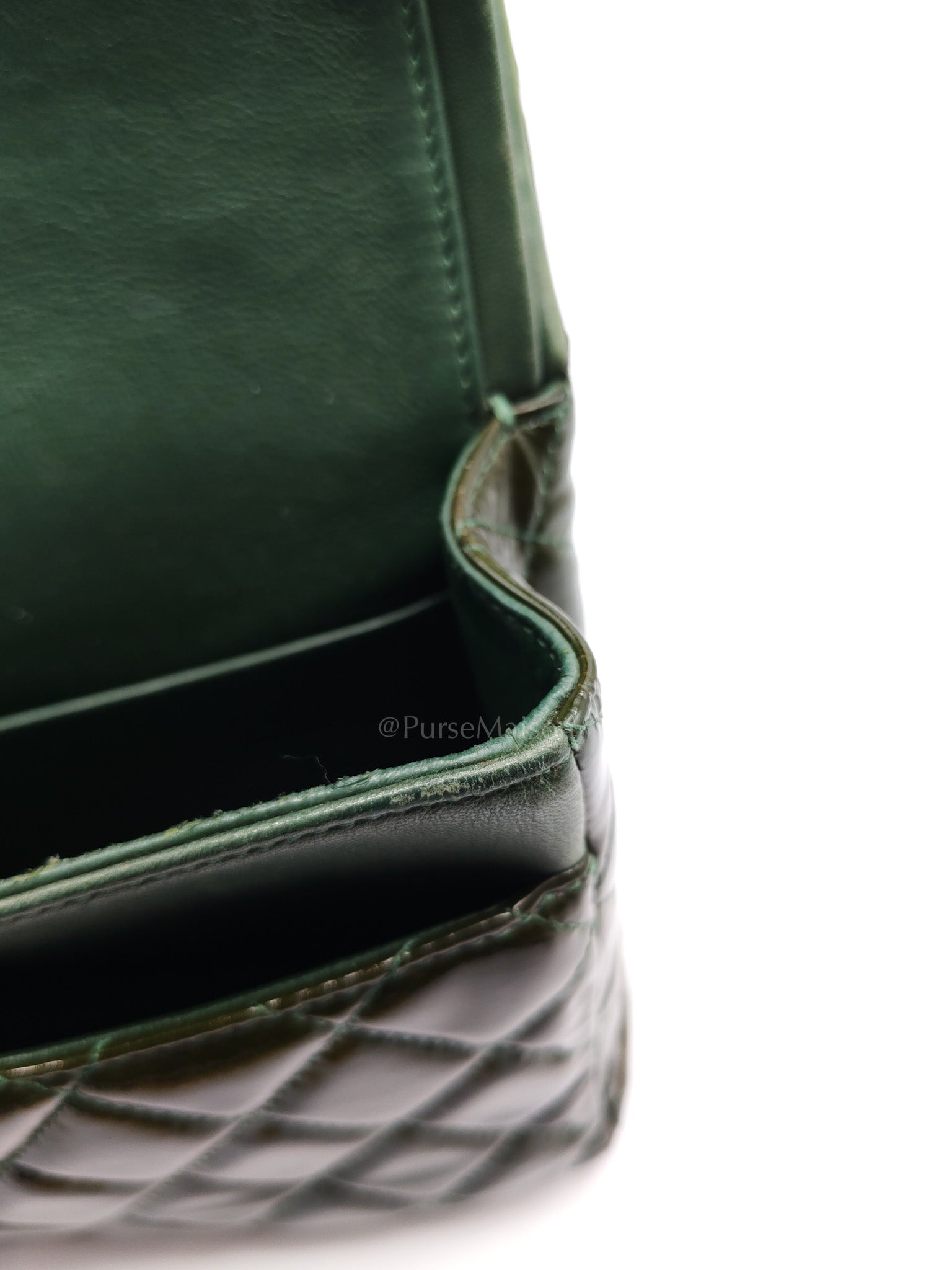 Chanel Classic Double Flap Medium in Green Quilted Patent Leather & Silver Hardware Series 15