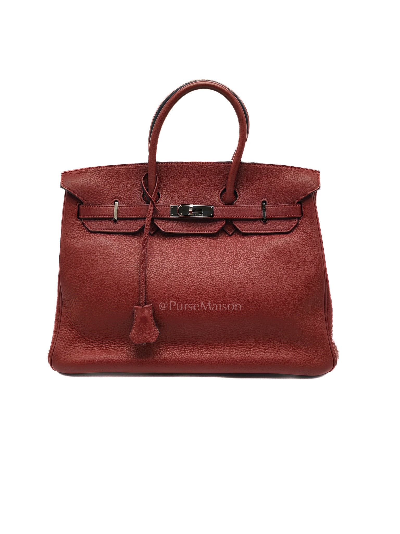 Birkin 35 in Rubis Clemence Leather Palladium Hardware Stamp Square P(2012)