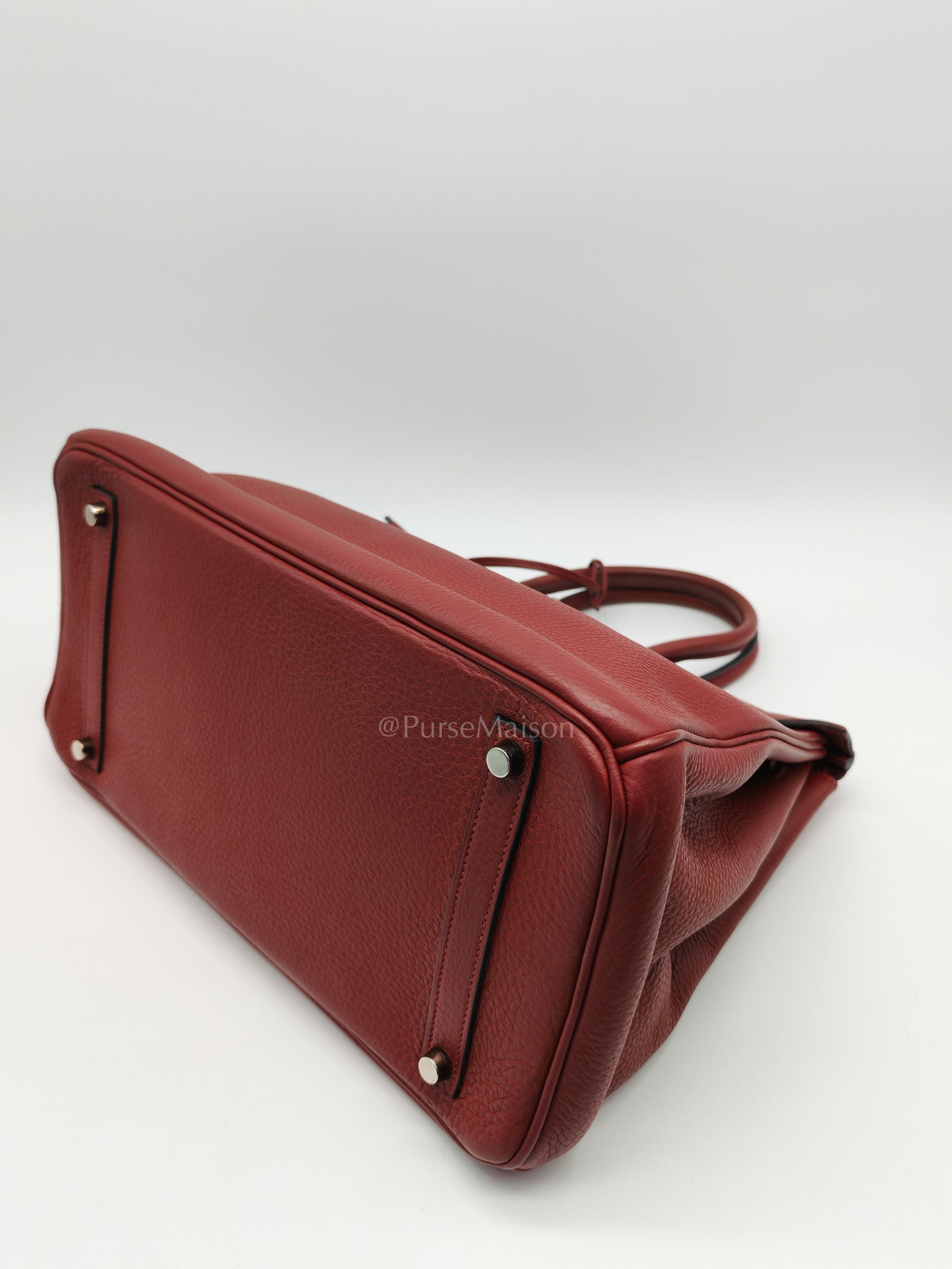 Birkin 35 in Rubis Clemence Leather Palladium Hardware Stamp Square P(2012)