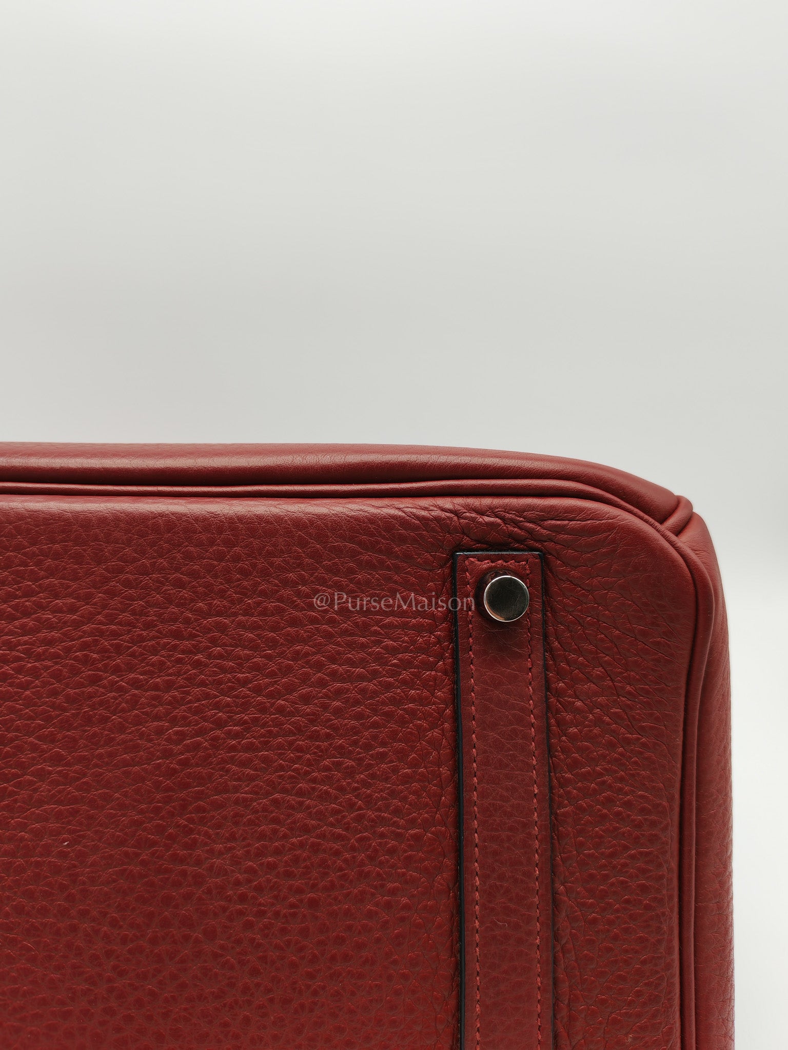 Birkin 35 in Rubis Clemence Leather Palladium Hardware Stamp Square P(2012)