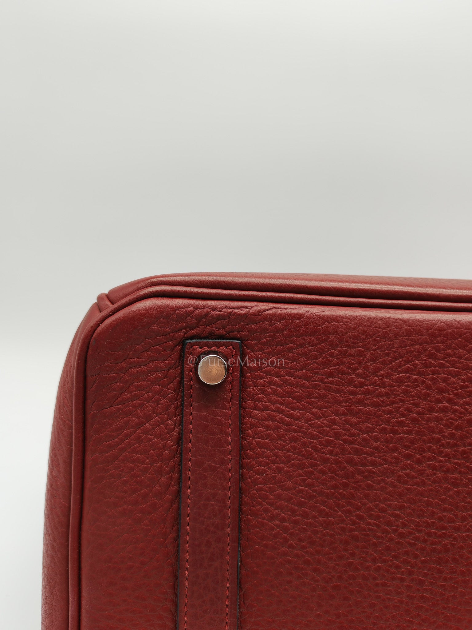 Birkin 35 in Rubis Clemence Leather Palladium Hardware Stamp Square P(2012)